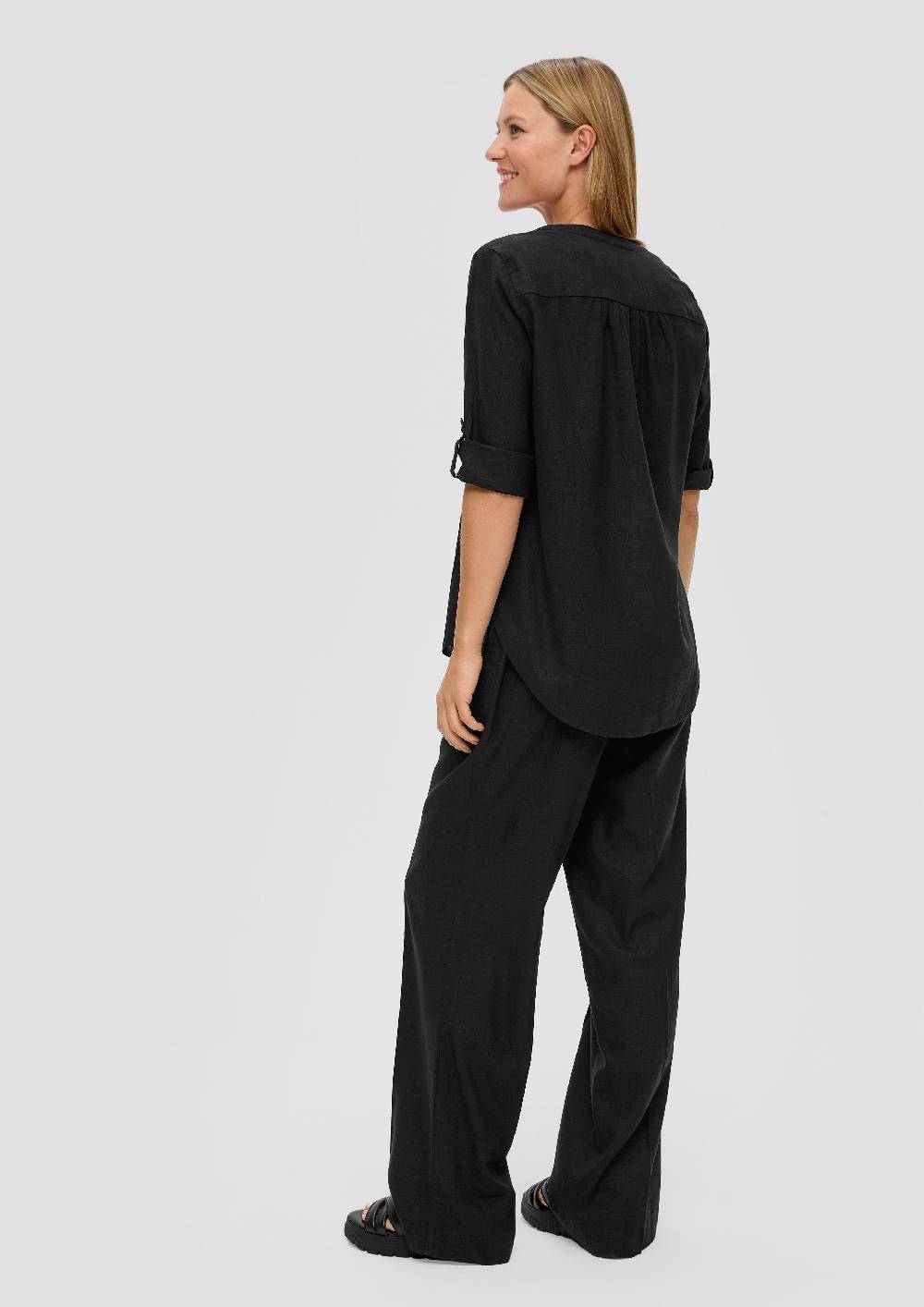 S.Oliver Leinenbluse Mit 3/4-Arm Und Tunika-Ausschnitt