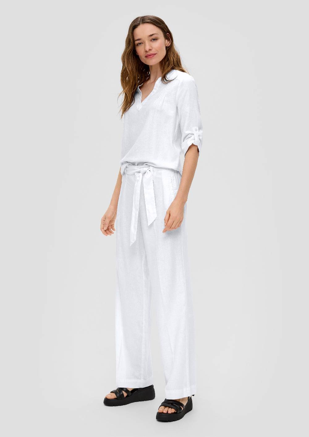S.Oliver Leinenbluse Mit 3/4-Arm Und Tunika-Ausschnitt