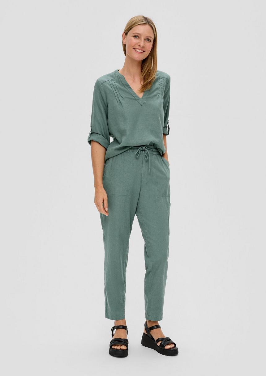 S.Oliver Leinenbluse Mit 3/4-Arm Und Tunika-Ausschnitt