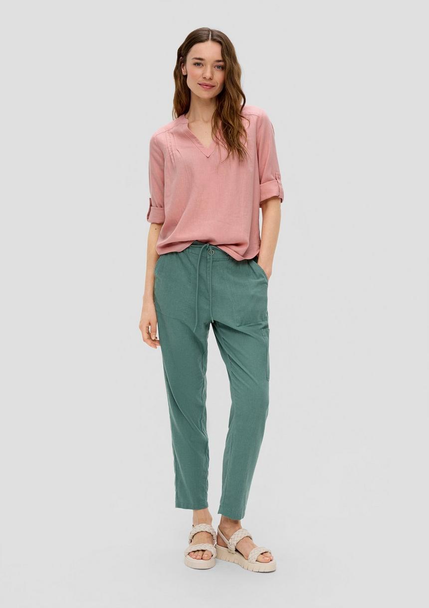 S.Oliver Leinenbluse Mit 3/4-Arm Und Tunika-Ausschnitt