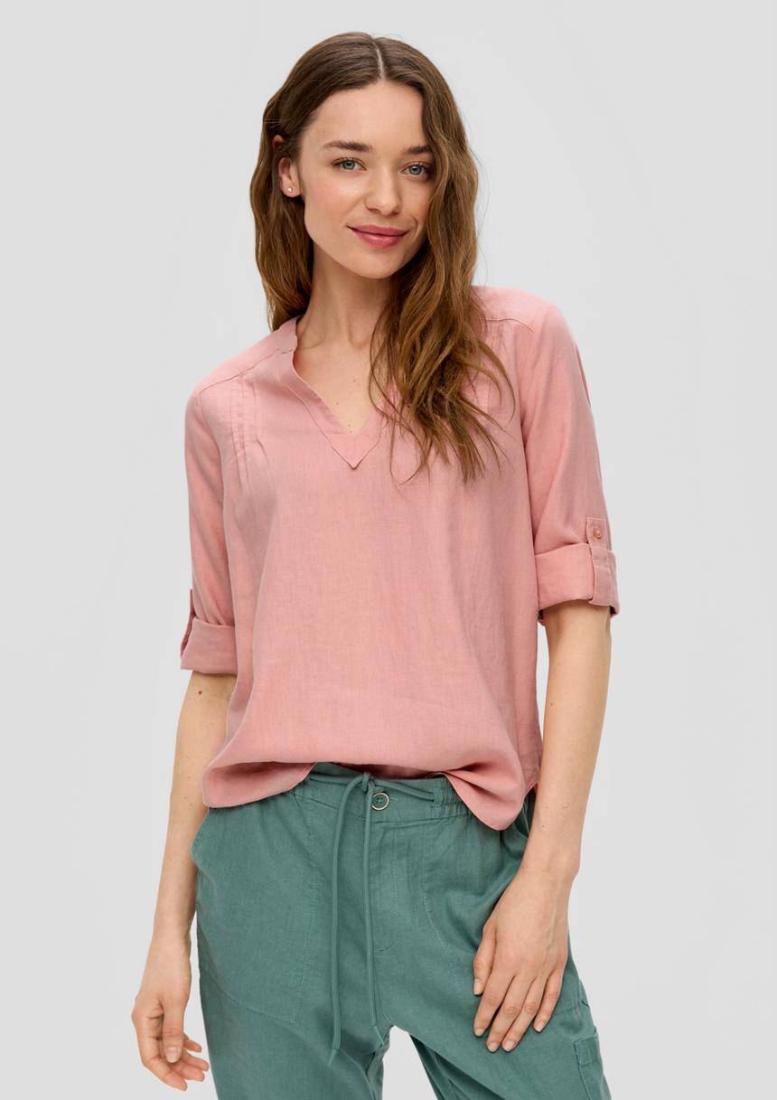 S.Oliver Leinenbluse mit 3/4-Arm und Tunika-Ausschnitt
