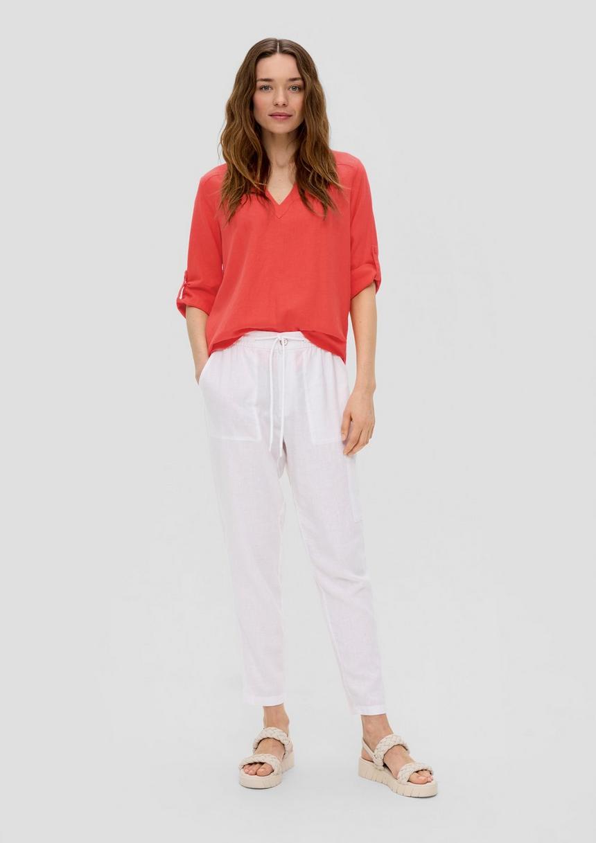 S.Oliver Leinenbluse Mit 3/4-Arm Und Tunika-Ausschnitt
