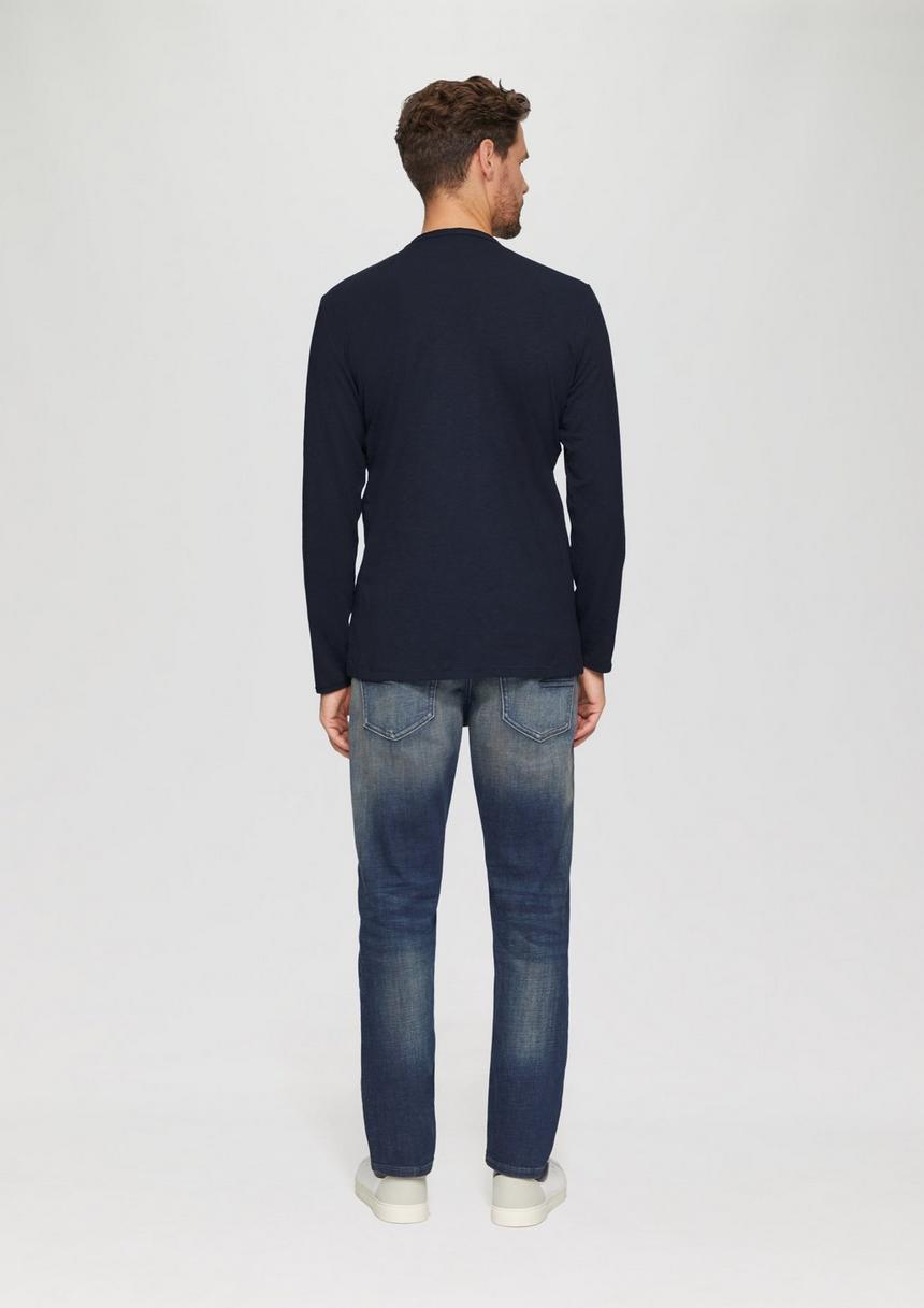 S.Oliver Logo-Shirt Mit Rollkante Und Flammgarnstruktur