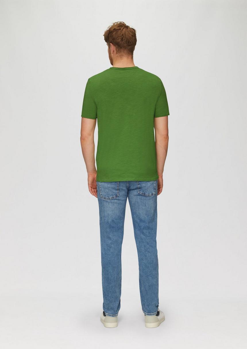 S.Oliver Logo-Shirt Mit Rollkante Und Flammgarnstruktur