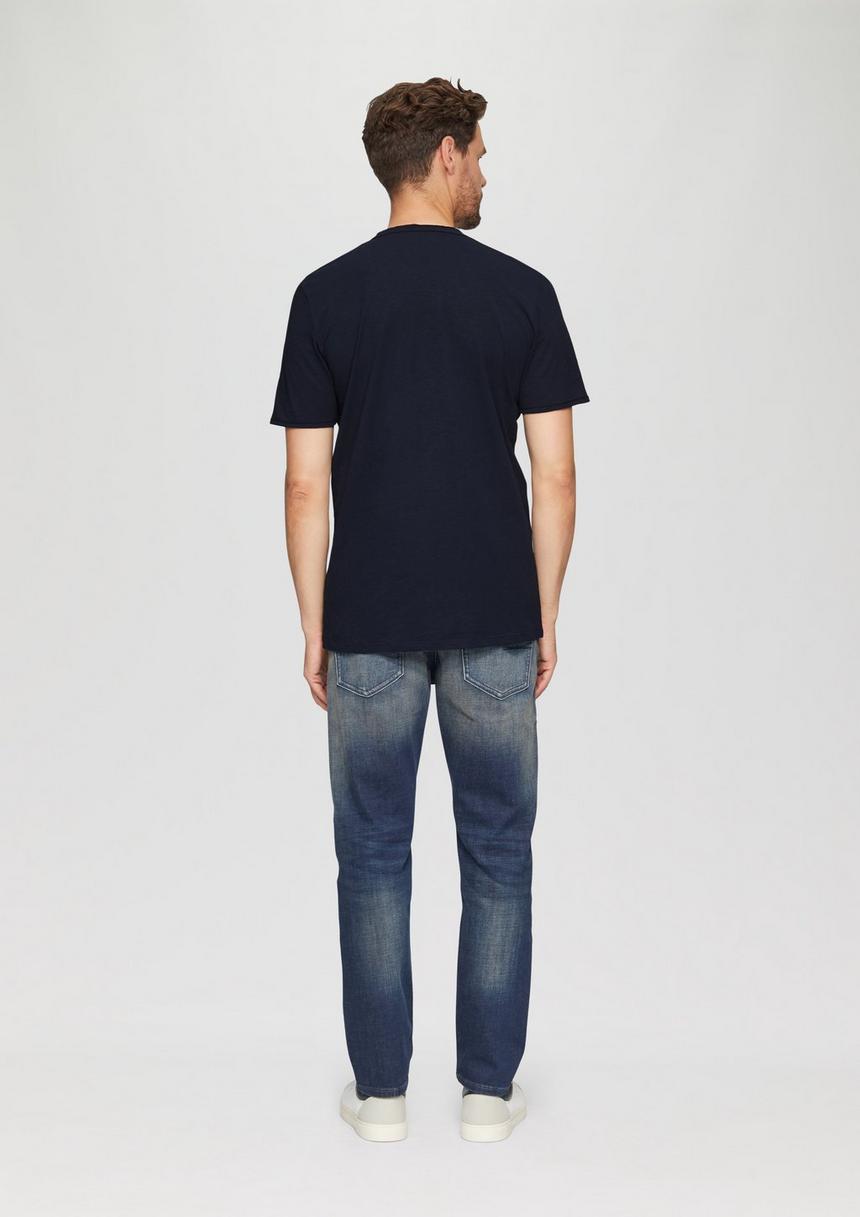 S.Oliver Logo-Shirt Mit Rollkante Und Flammgarnstruktur