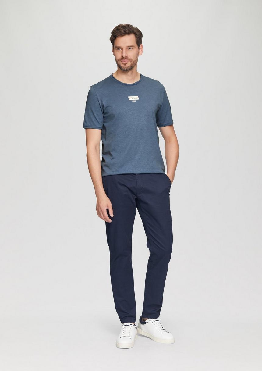 S.Oliver Logo-Shirt Mit Rollkante Und Flammgarnstruktur