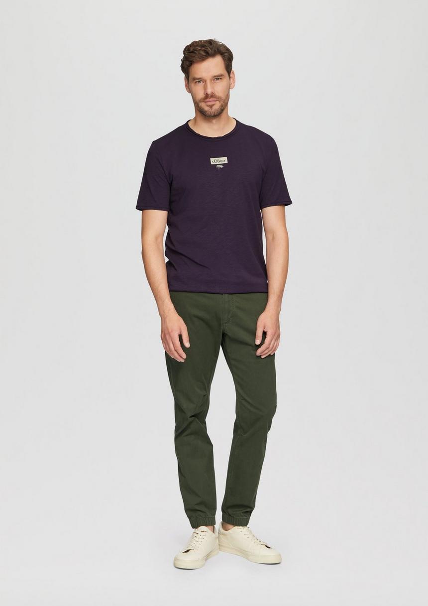 S.Oliver Logo-Shirt Mit Rollkante Und Flammgarnstruktur