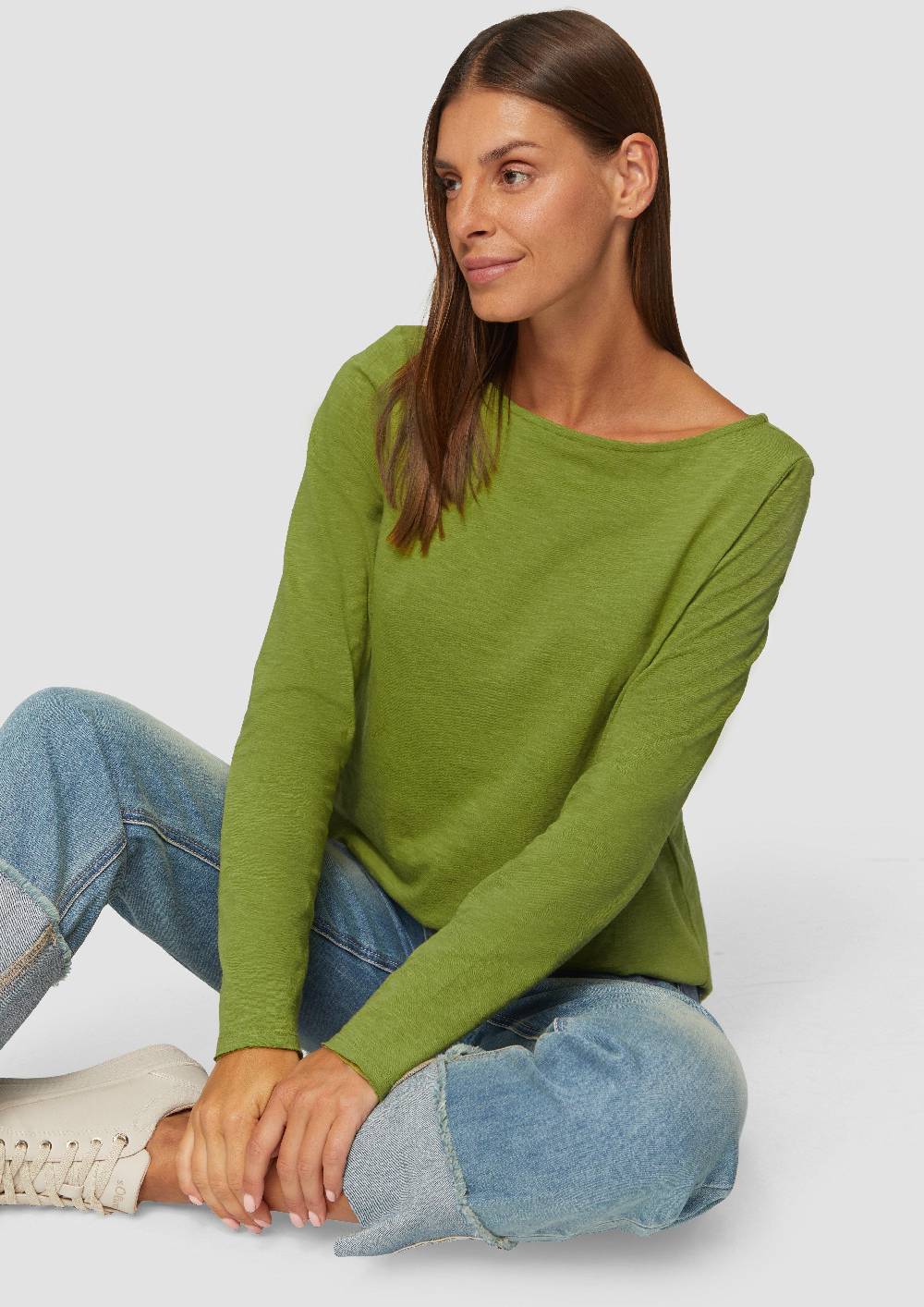 S.Oliver Longsleeve Mit Flammgarnstruktur Und U-Boot-Ausschnitt