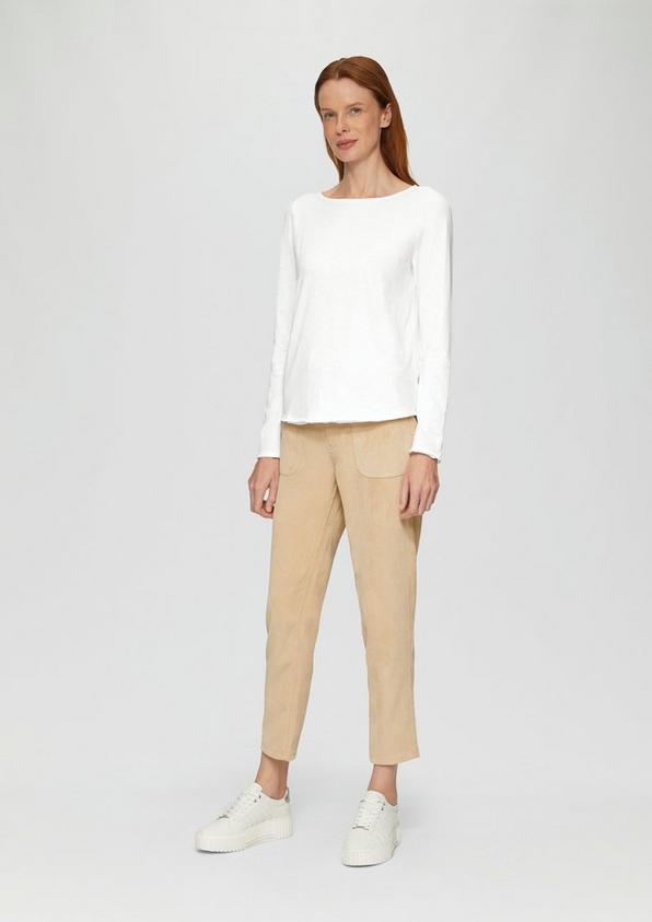 S.Oliver Longsleeve mit Flammgarnstruktur und U-Boot-Ausschnitt