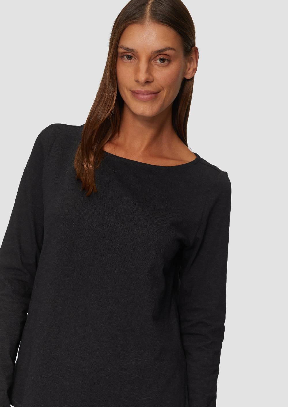 S.Oliver Longsleeve Mit Flammgarnstruktur Und U-Boot-Ausschnitt