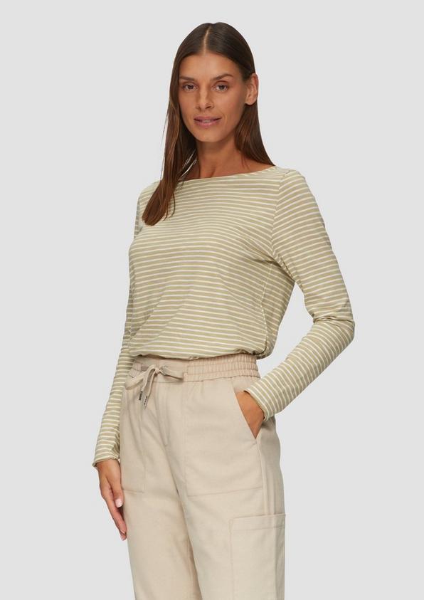 S.Oliver Longsleeve mit Flammgarnstruktur und U-Boot-Ausschnitt
