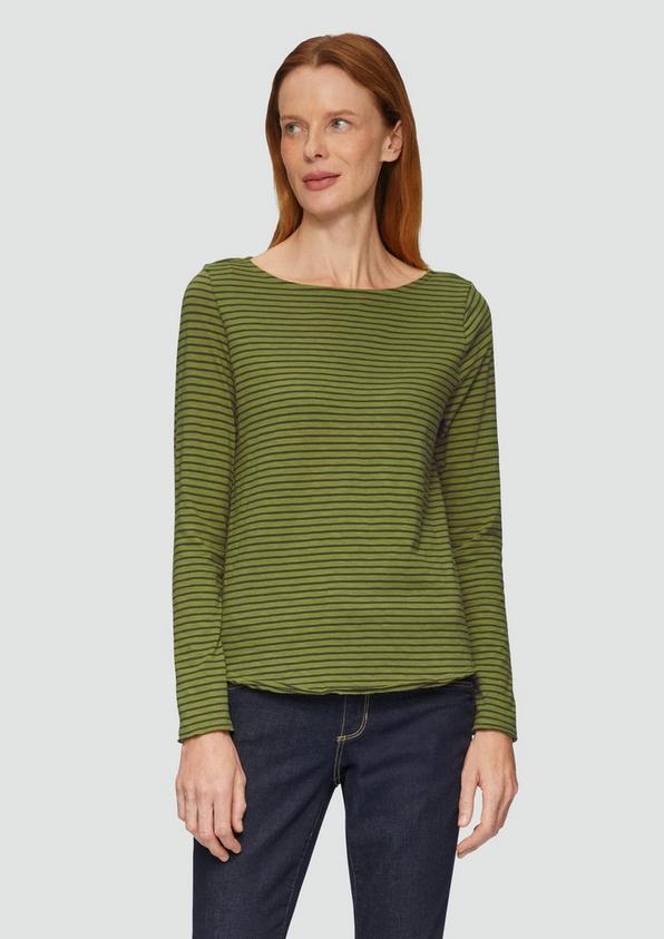 S.Oliver Longsleeve mit Flammgarnstruktur und U-Boot-Ausschnitt