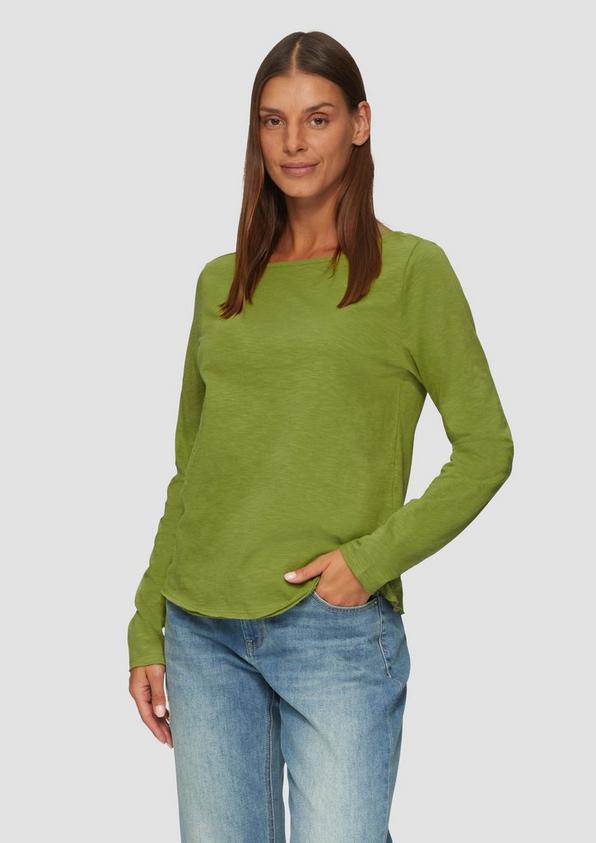 S.Oliver Longsleeve mit Flammgarnstruktur und U-Boot-Ausschnitt