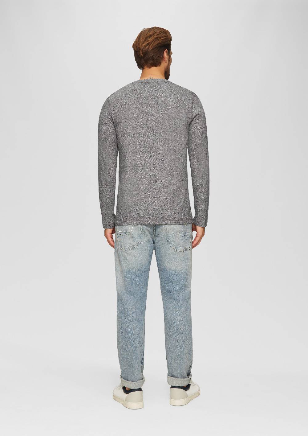 S.Oliver Meliertes Longsleeve Mit Henley-Ausschnitt