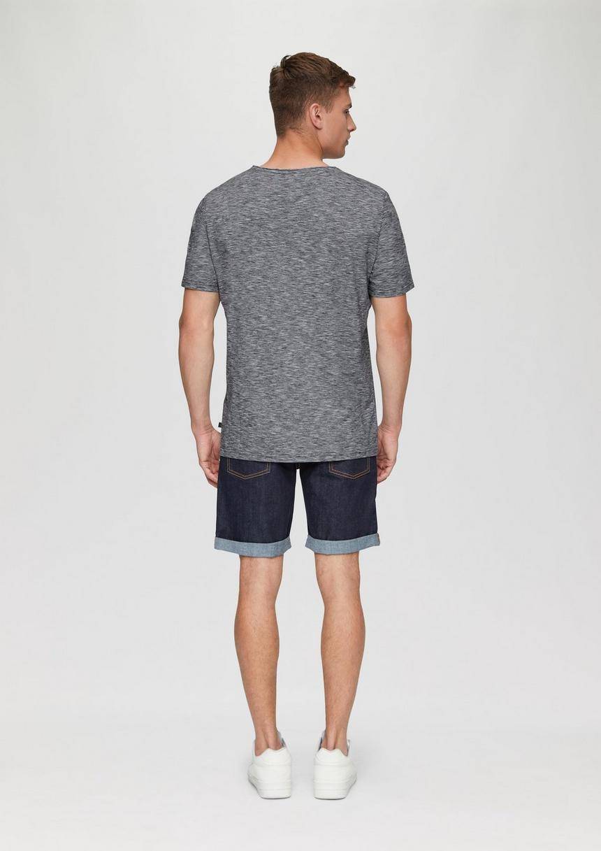 S.Oliver Meliertes T-Shirt Mit V-Ausschnitt Und Logo-Detail