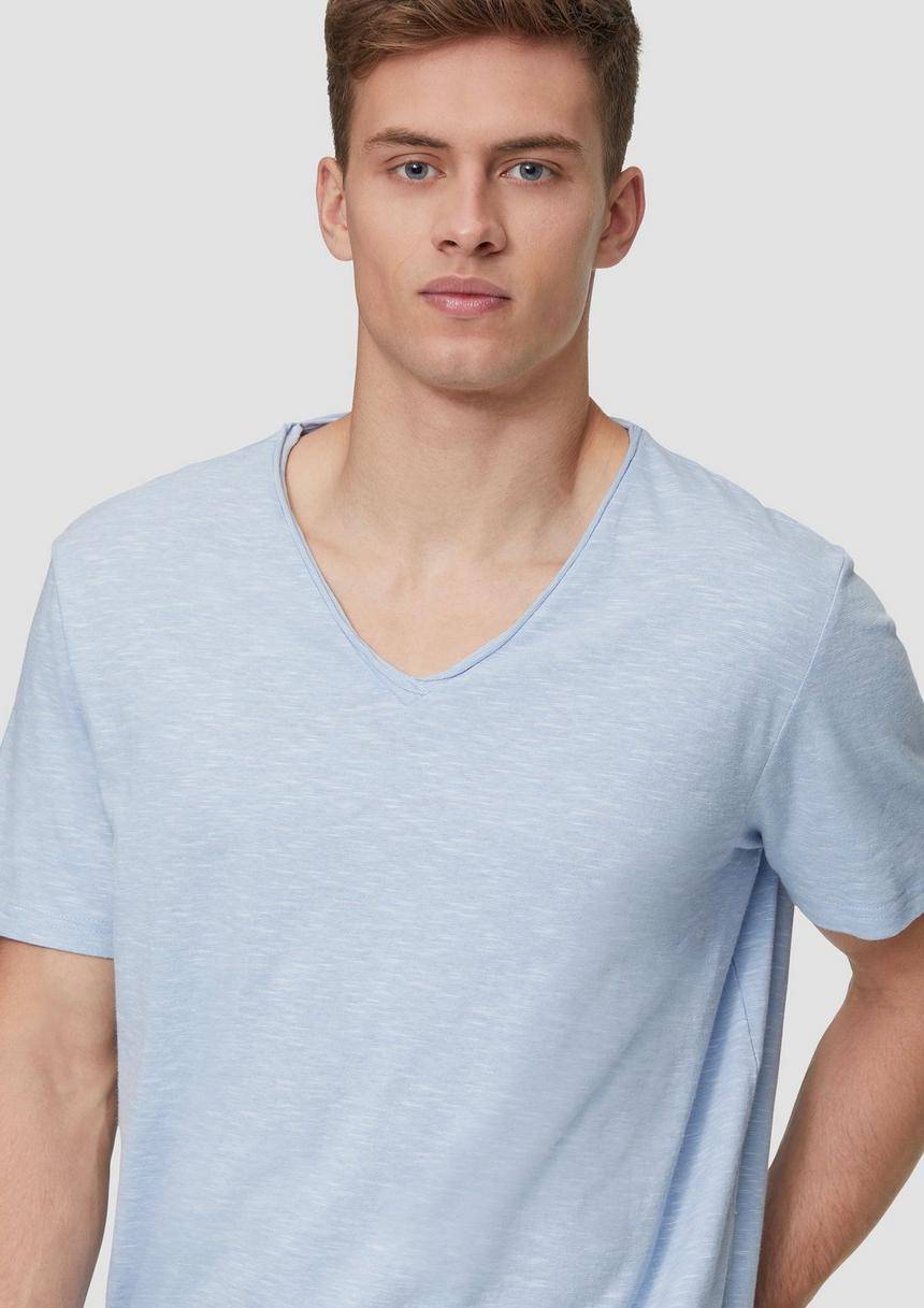 S.Oliver Meliertes T-Shirt Mit V-Ausschnitt Und Logo-Detail