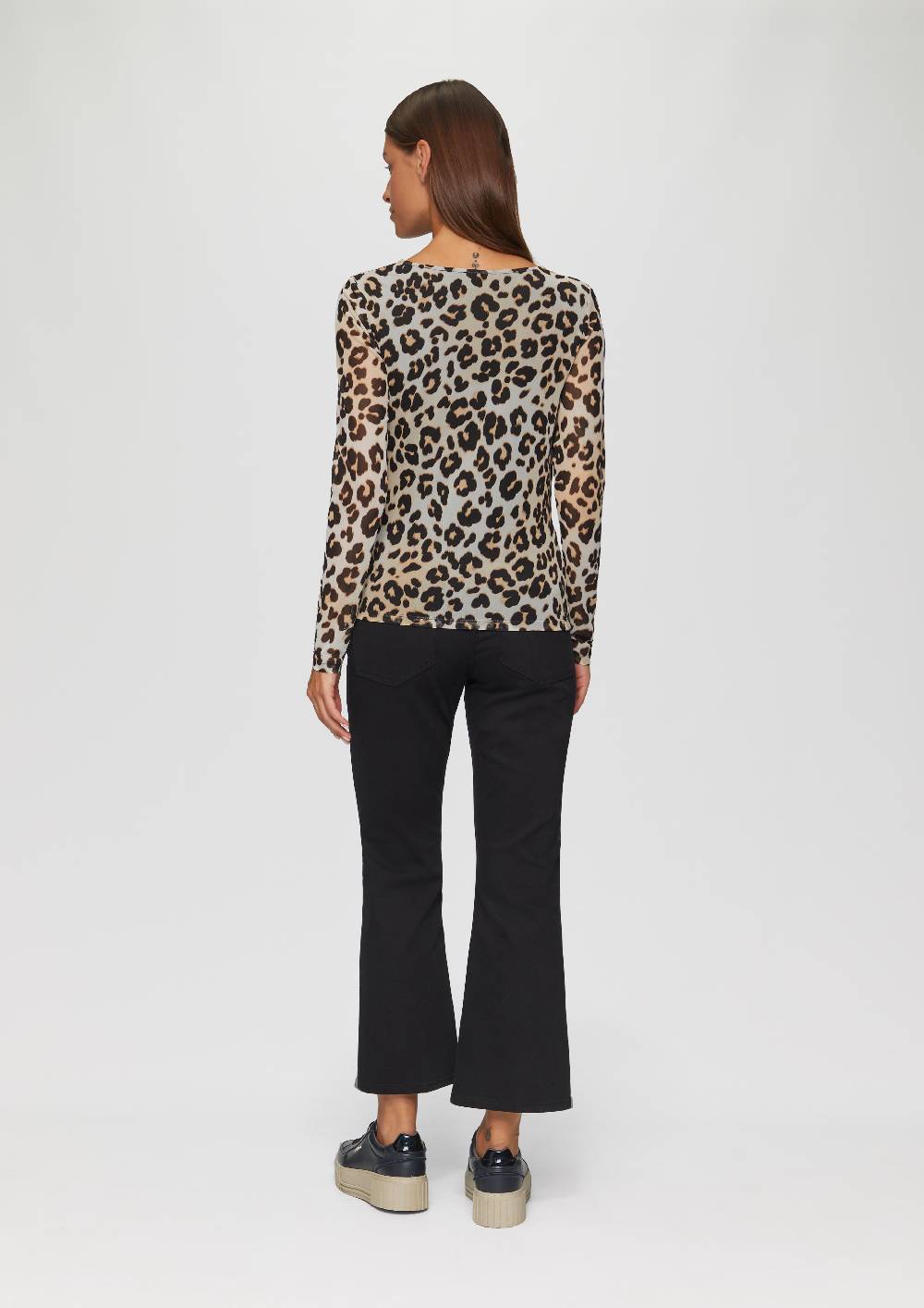 S.Oliver Mesh-Shirt Mit Asymmetrischer Raffung Und Leo-Print