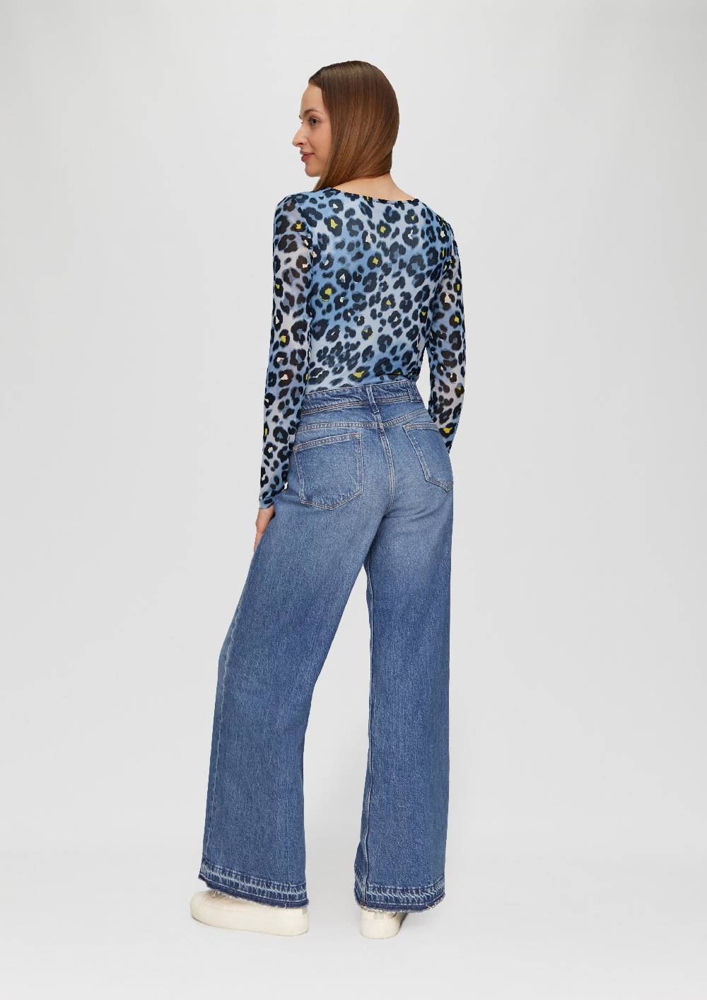 S.Oliver Mesh-Shirt Mit Asymmetrischer Raffung Und Leo-Print