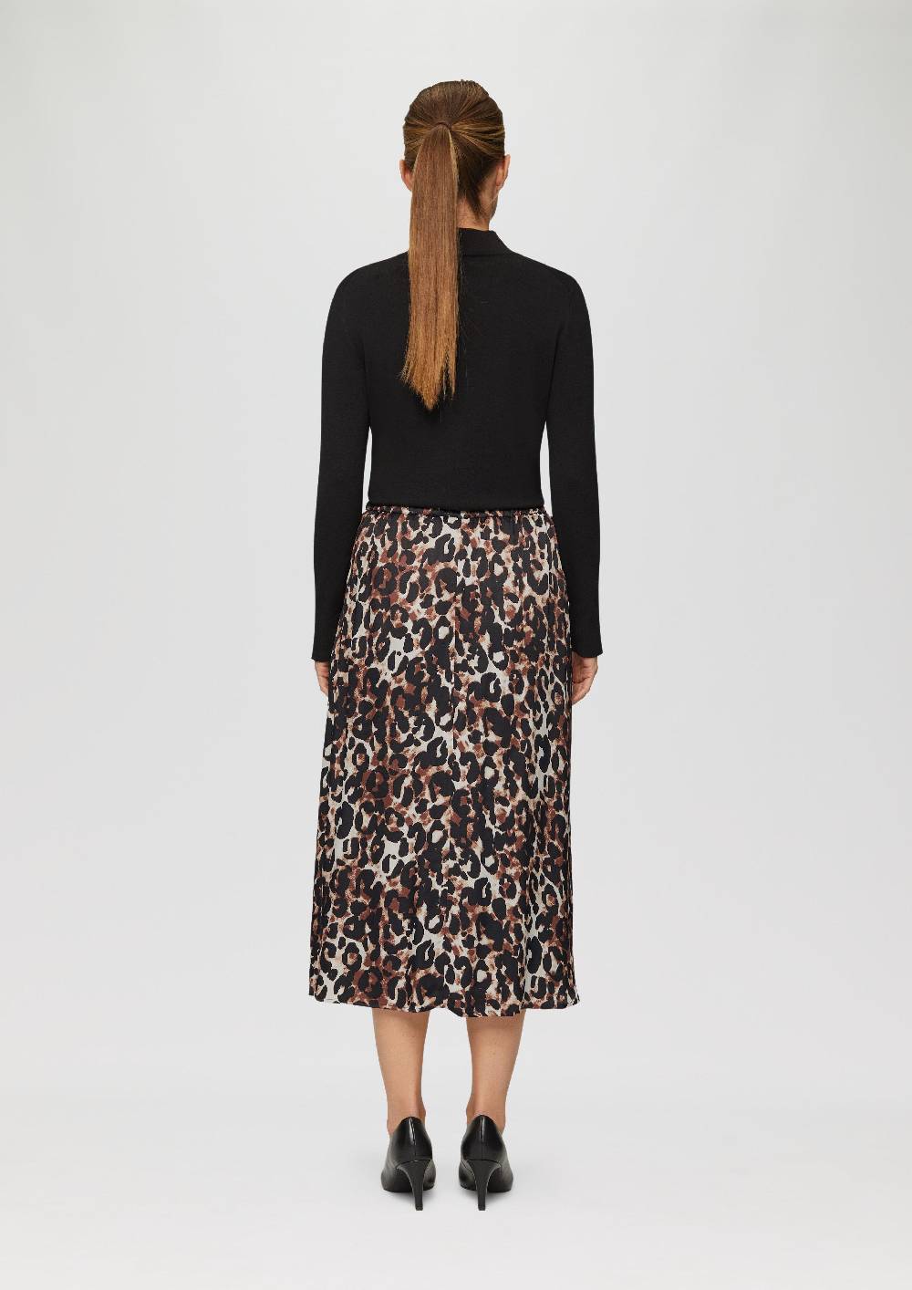 S.Oliver Midi-Rock Mit Leo-Print Und Seitlichen Eingrifftaschen