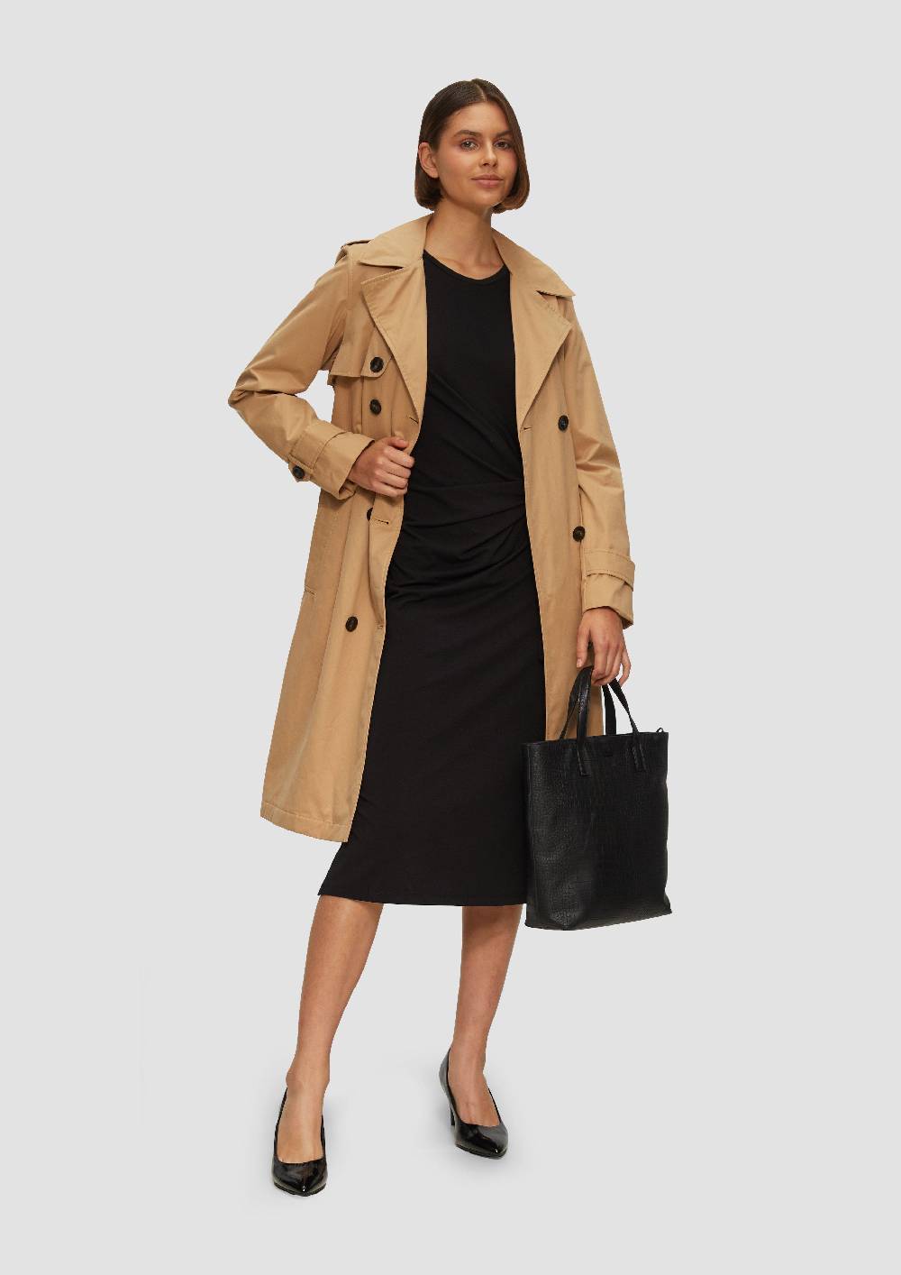 S.Oliver Midikleid Aus Baumwollstretch Mit Knotendetail