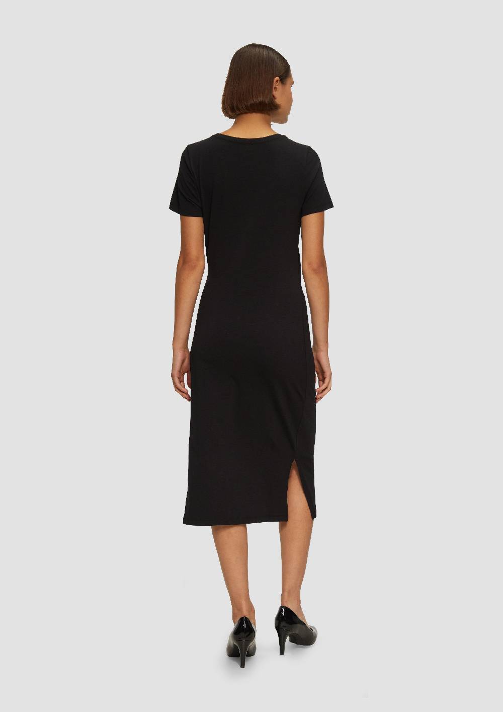 S.Oliver Midikleid Aus Baumwollstretch Mit Knotendetail