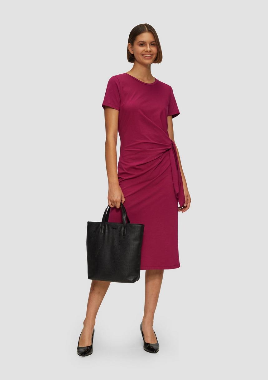 S.Oliver Midikleid Aus Baumwollstretch Mit Knotendetail