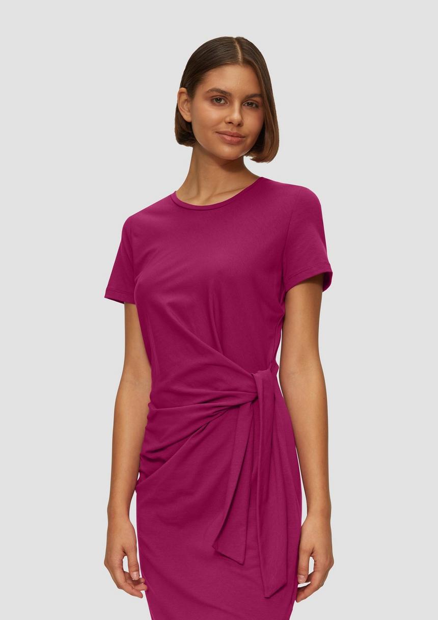 S.Oliver Midikleid Aus Baumwollstretch Mit Knotendetail