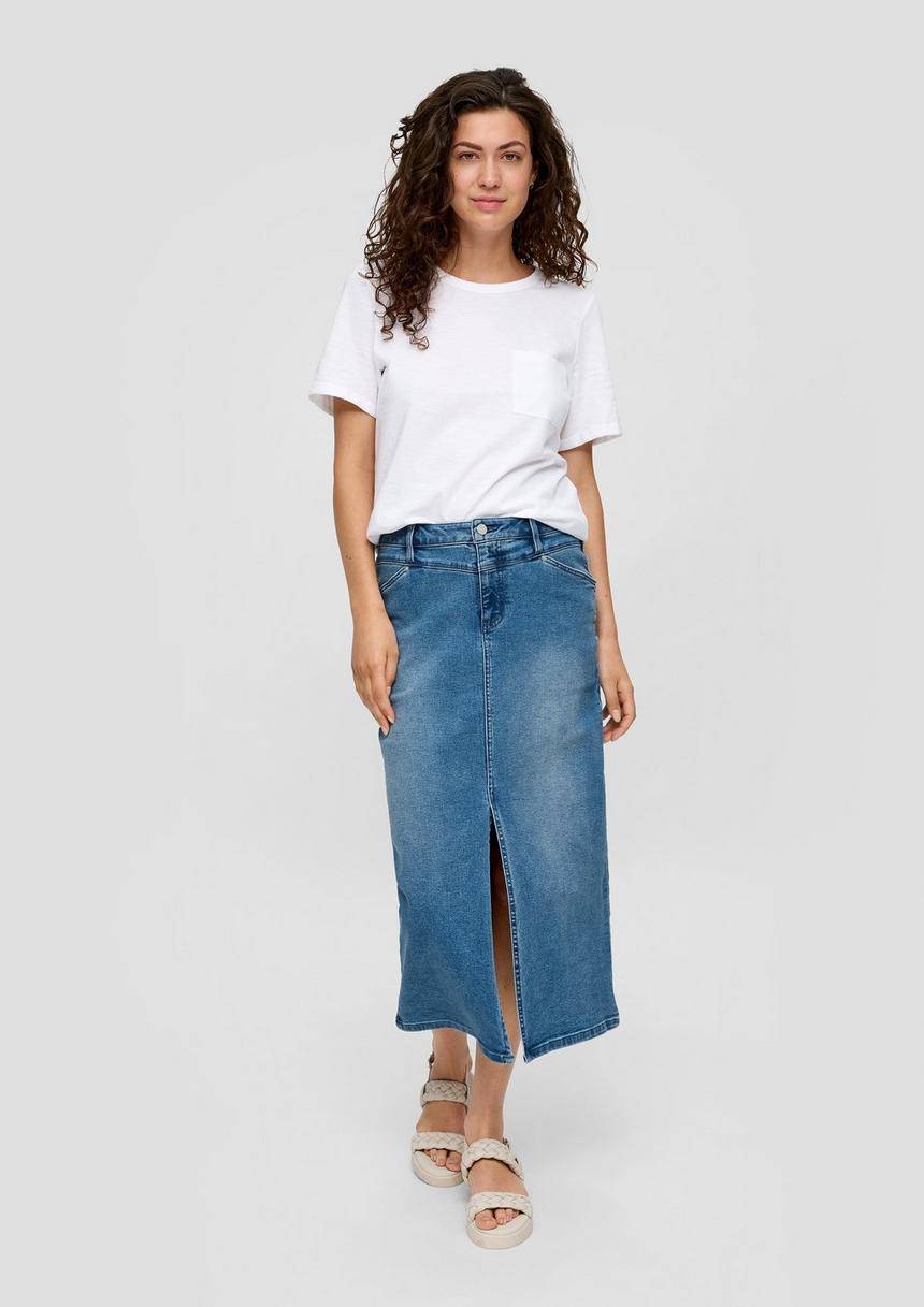 S.Oliver Midirock aus Denim mit Schlitz und Sattelbund
