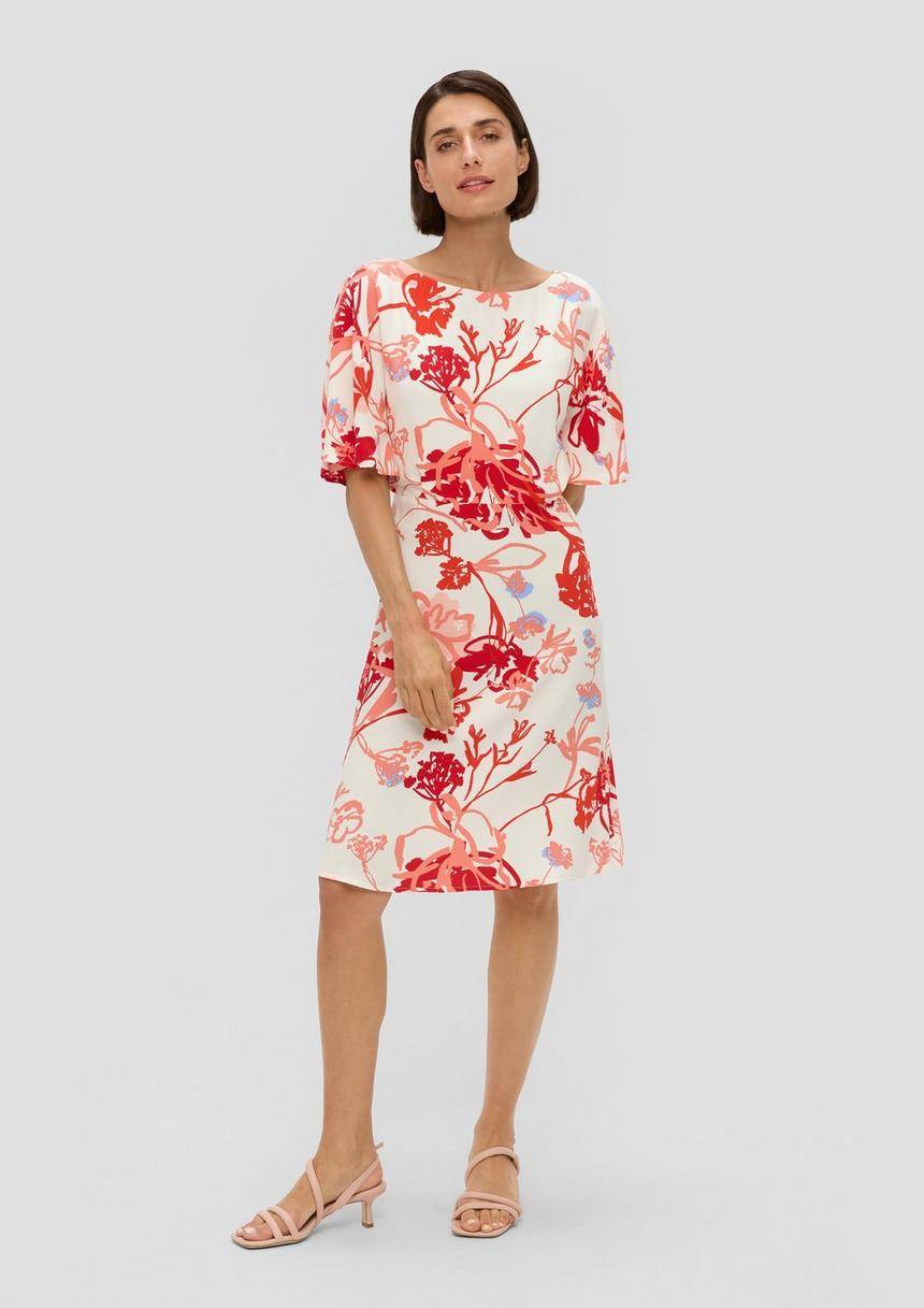 S.Oliver Midkleid Mit All-over-Print Und Flügelärmel