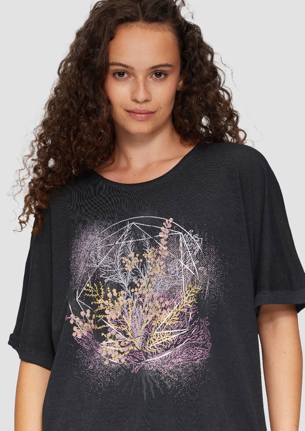 S.Oliver Oversize-Shirt Mit Rundhalsausschnitt Und Frontprint