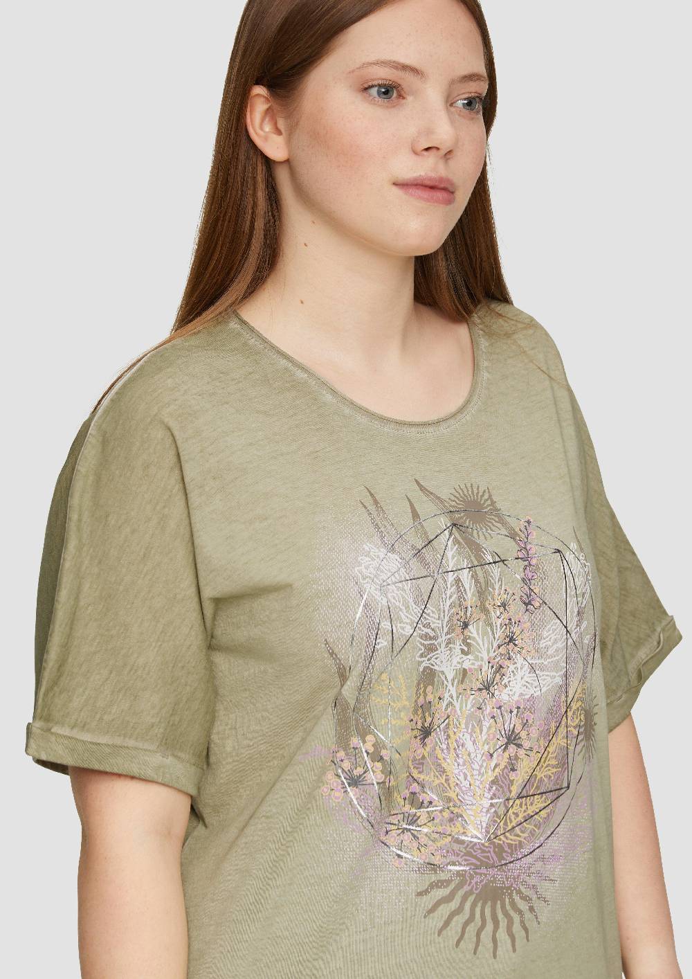 S.Oliver Oversize-Shirt Mit Rundhalsausschnitt Und Frontprint