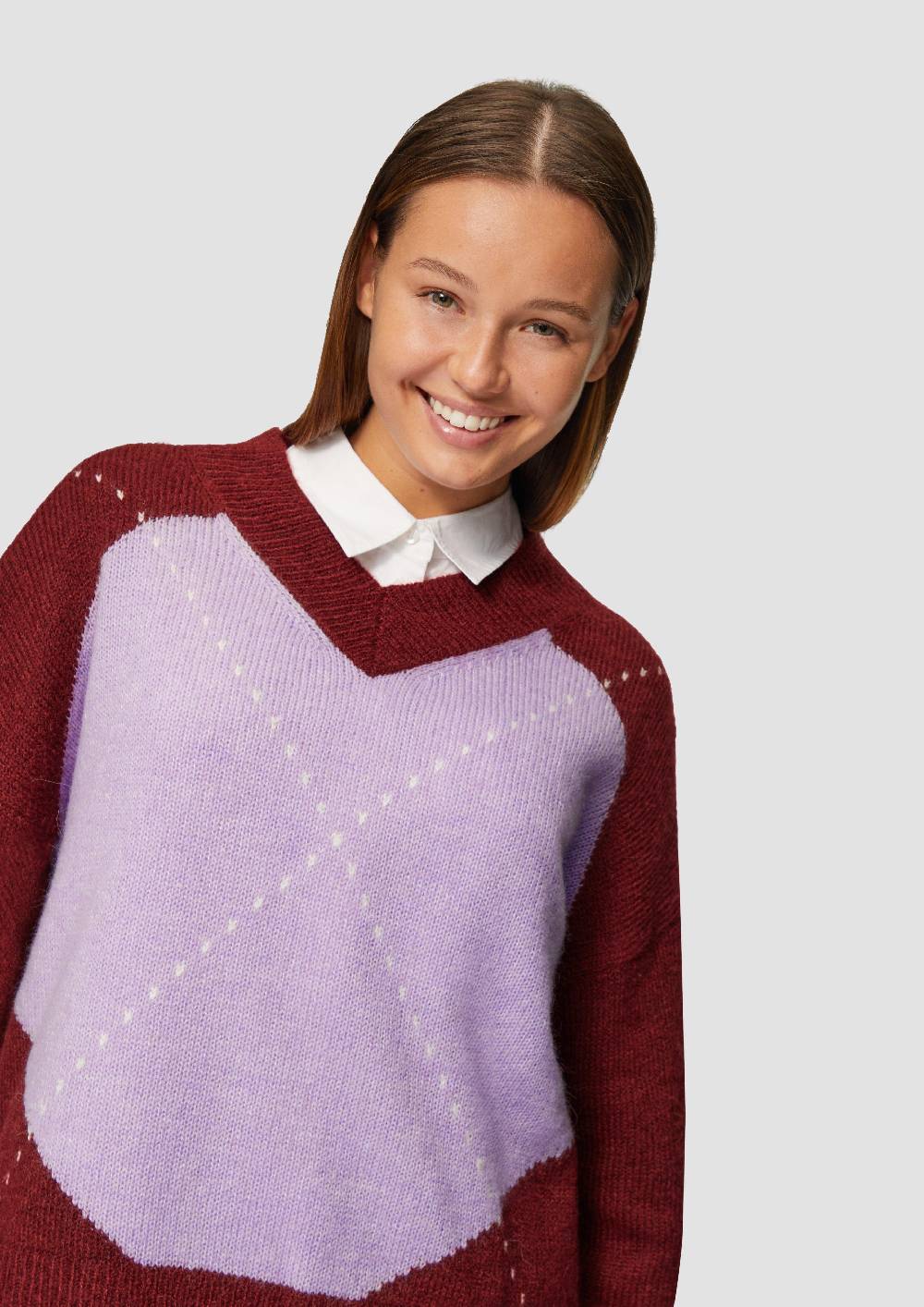 S.Oliver Oversized Wollmix-Strickpullover Mit Argyle-Muster