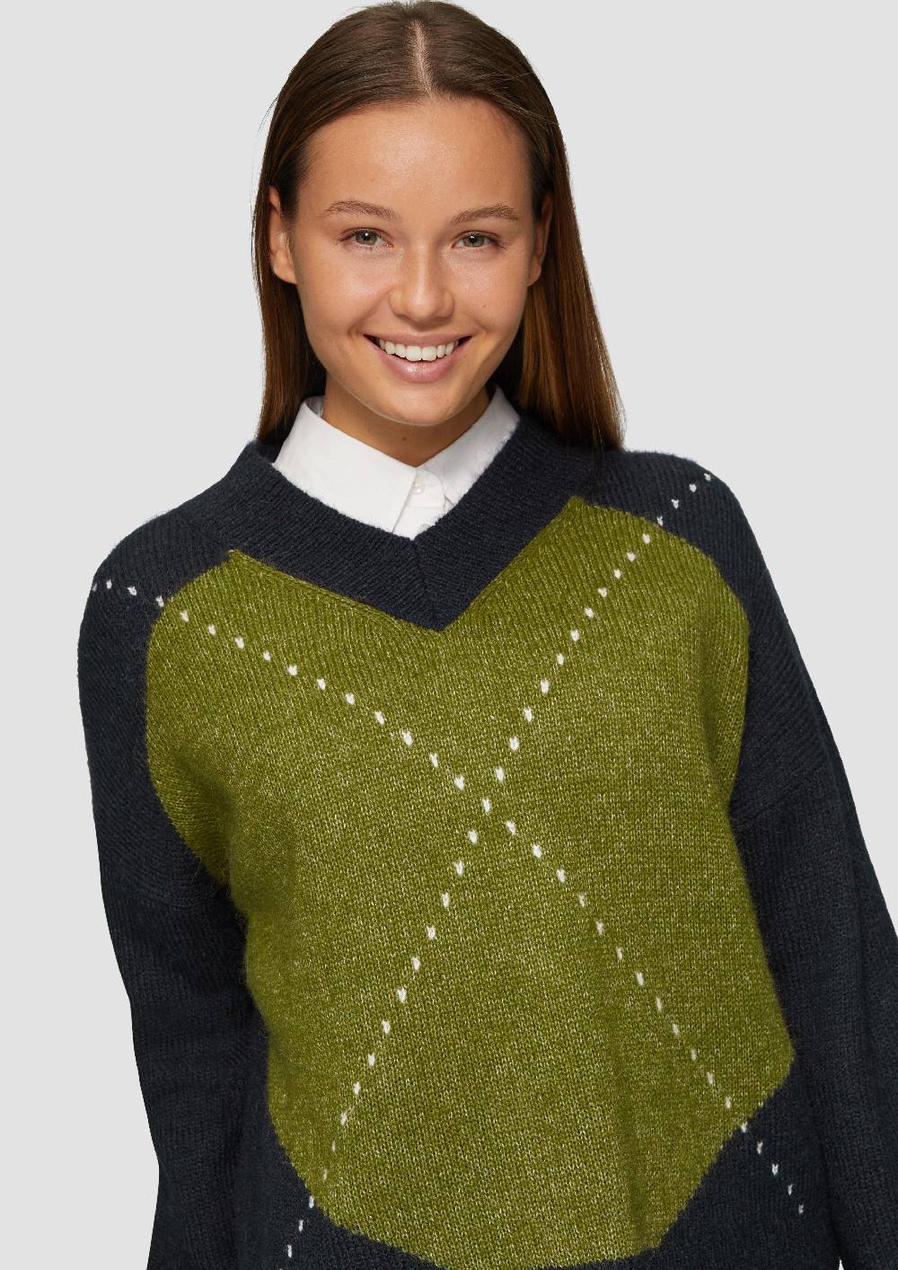 S.Oliver Oversized Wollmix-Strickpullover Mit Argyle-Muster
