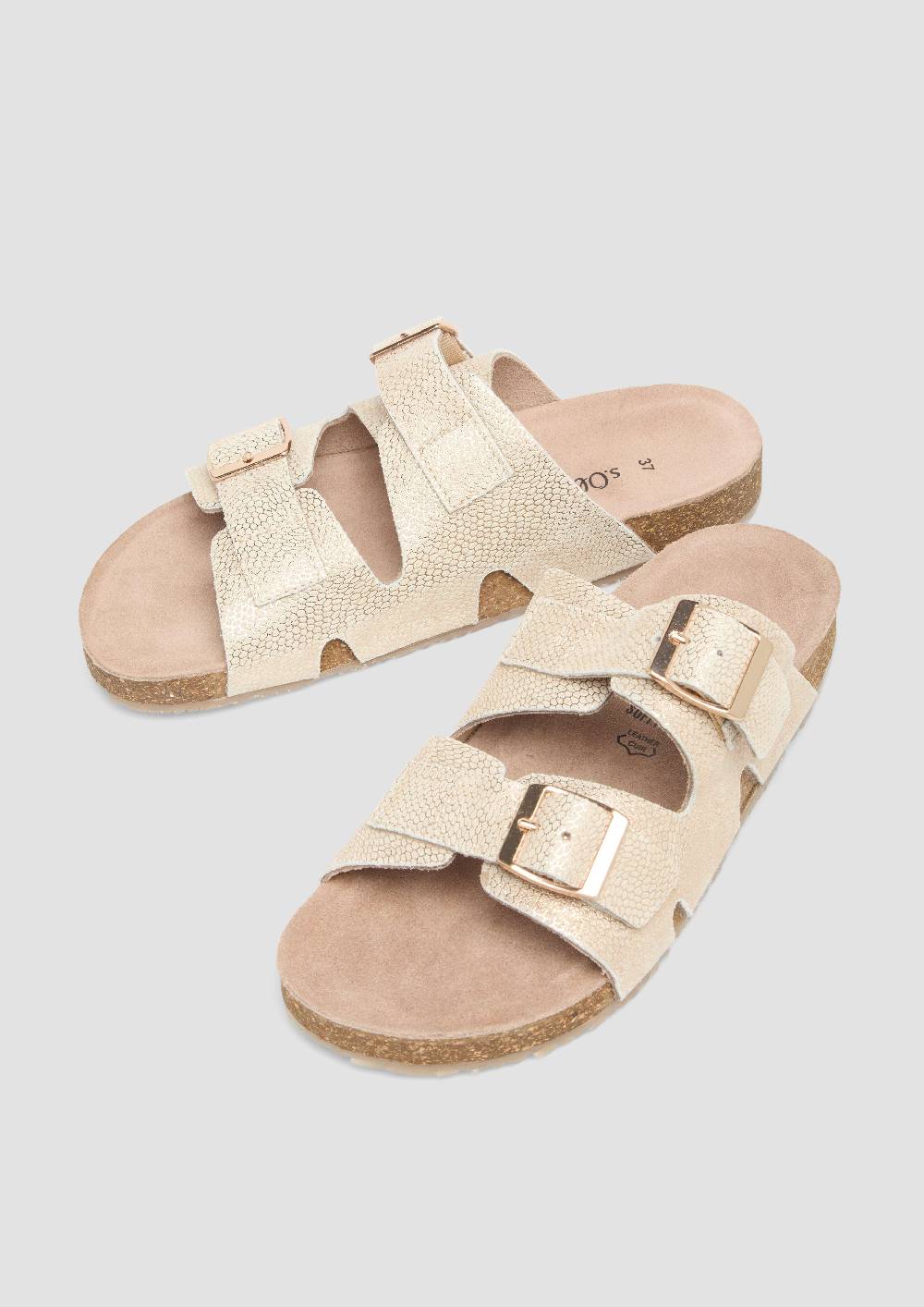 S.Oliver Pantoletten Aus Rindsleder Mit Dornschließe