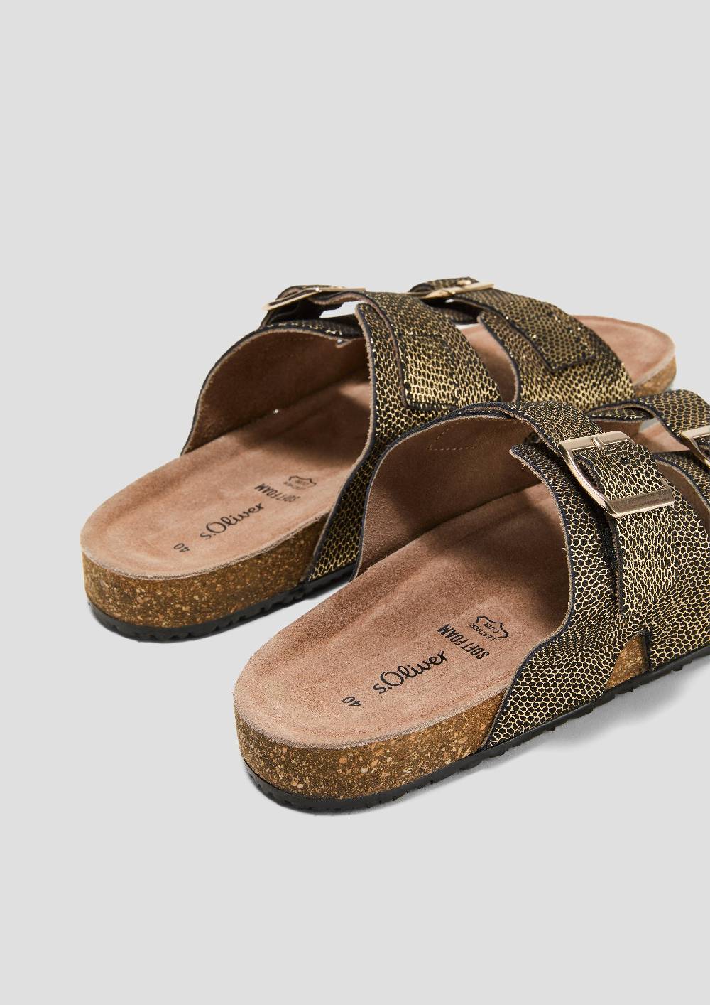 S.Oliver Pantoletten Aus Rindsleder Mit Dornschließe