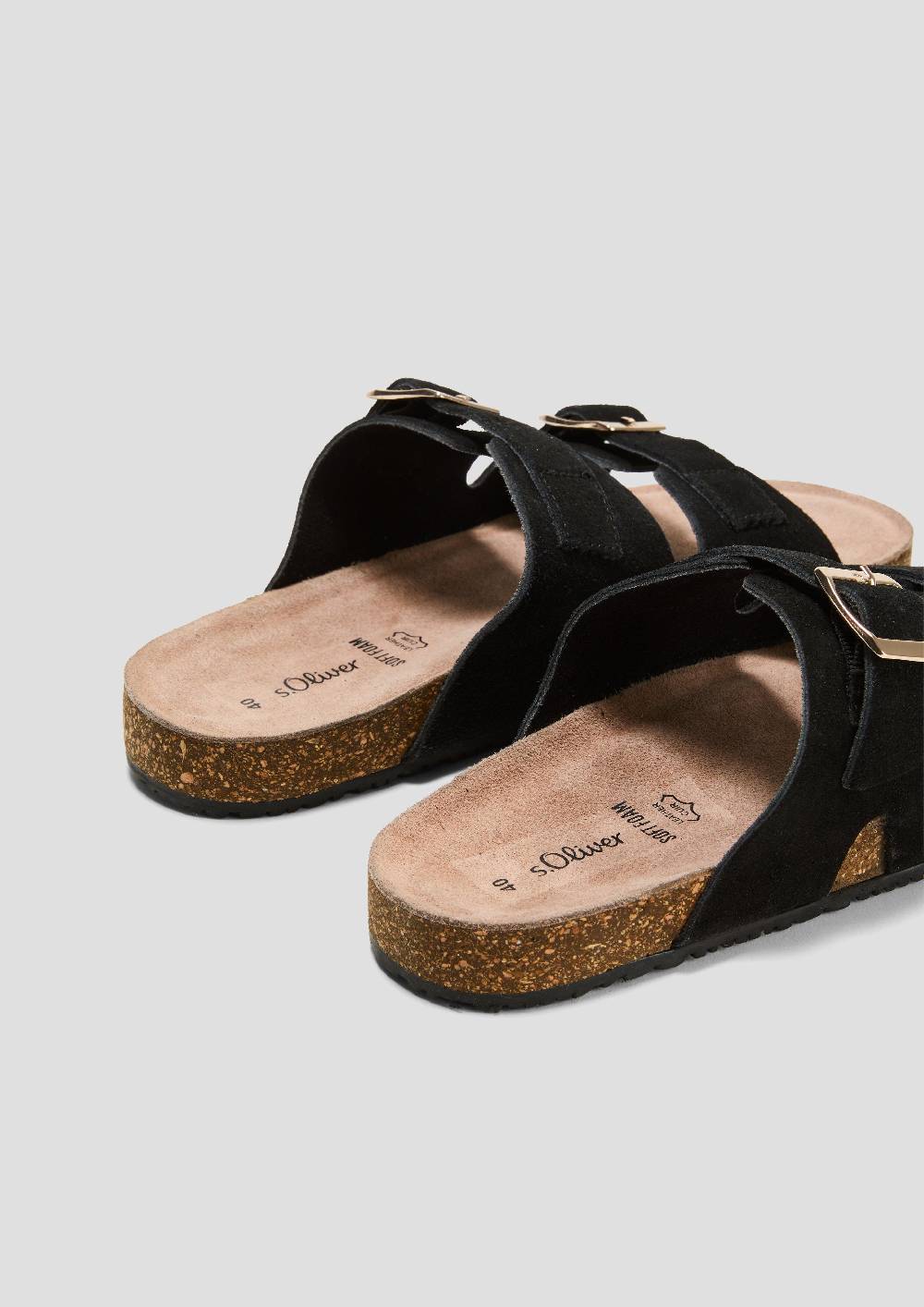 S.Oliver Pantoletten Aus Rindsleder Mit Dornschließe