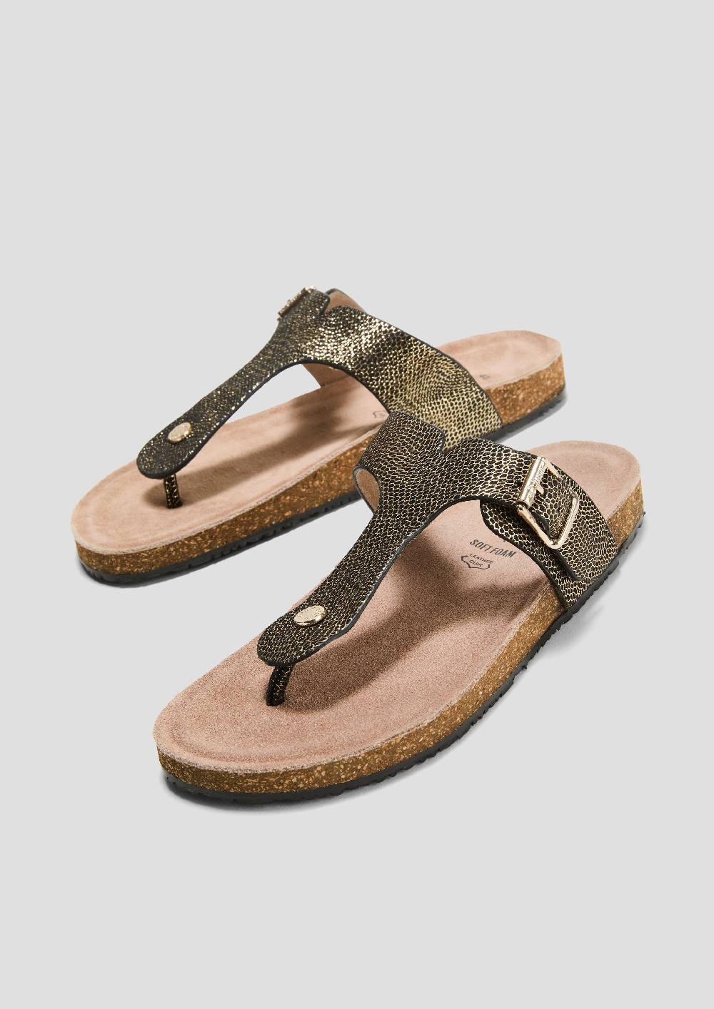 S.Oliver Pantoletten Aus Rindsleder Mit Dornschließe