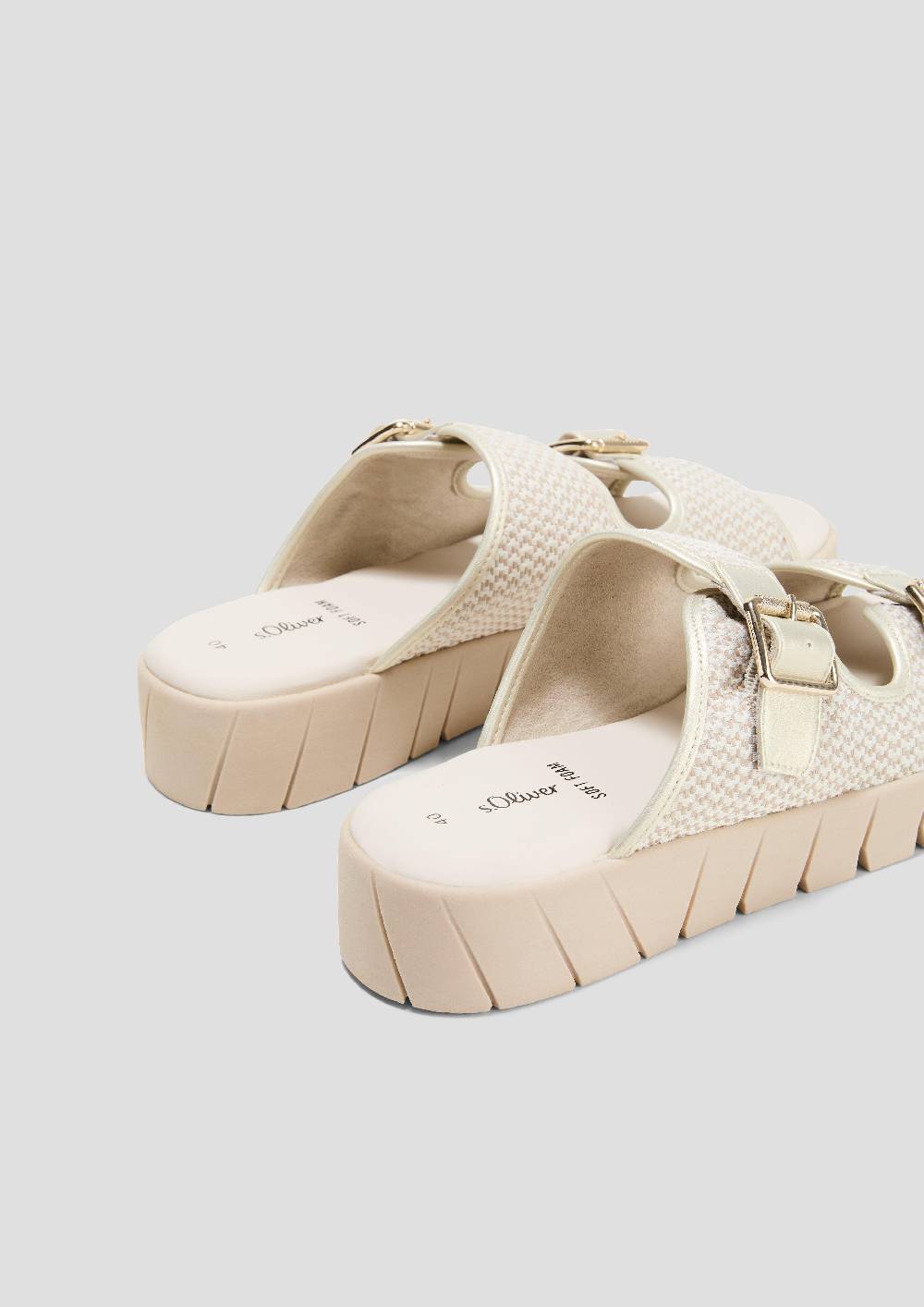 S.Oliver Pantoletten Mit Plateau-Sohle Und Dornschließen