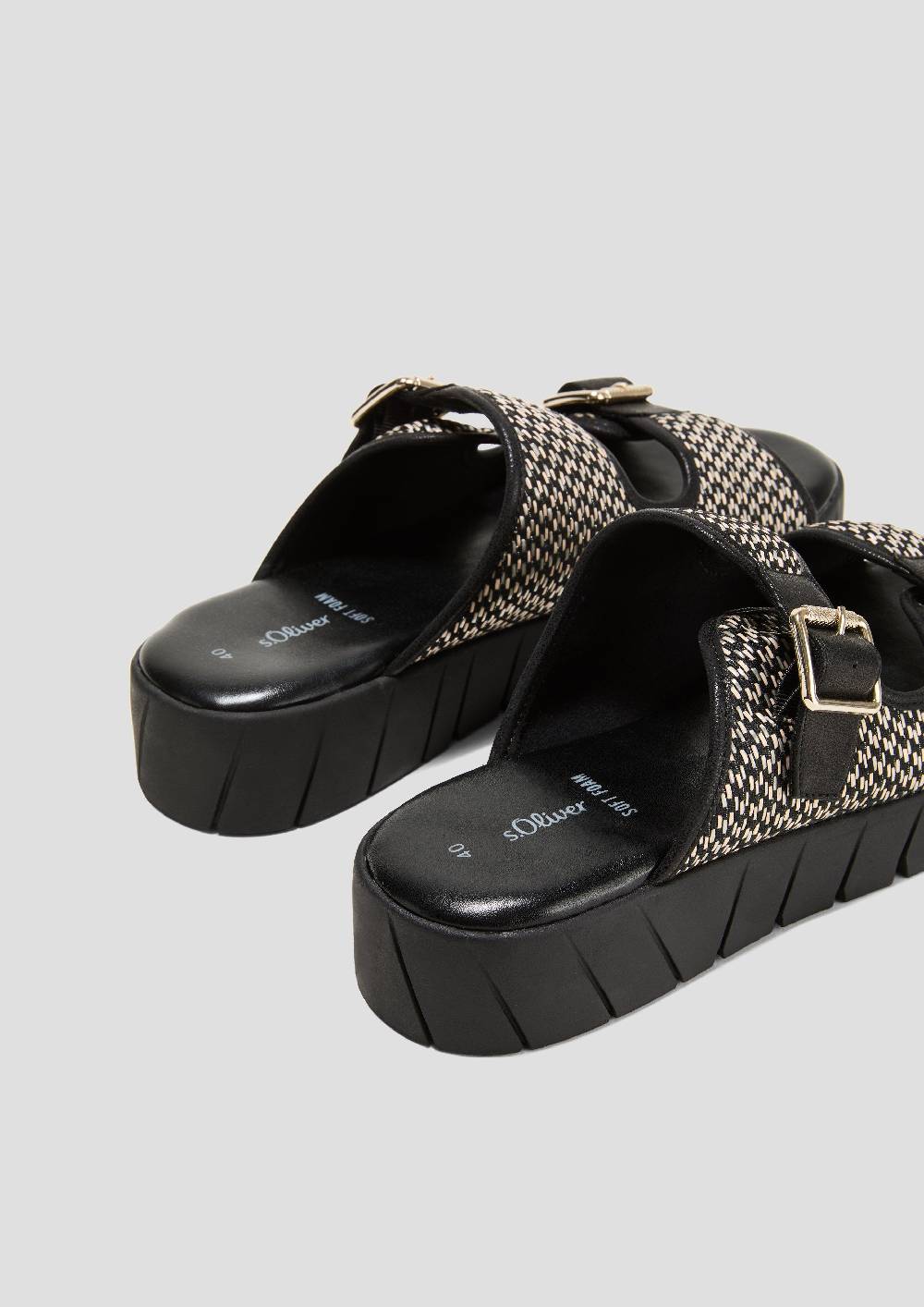 S.Oliver Pantoletten Mit Plateau-Sohle Und Dornschließen