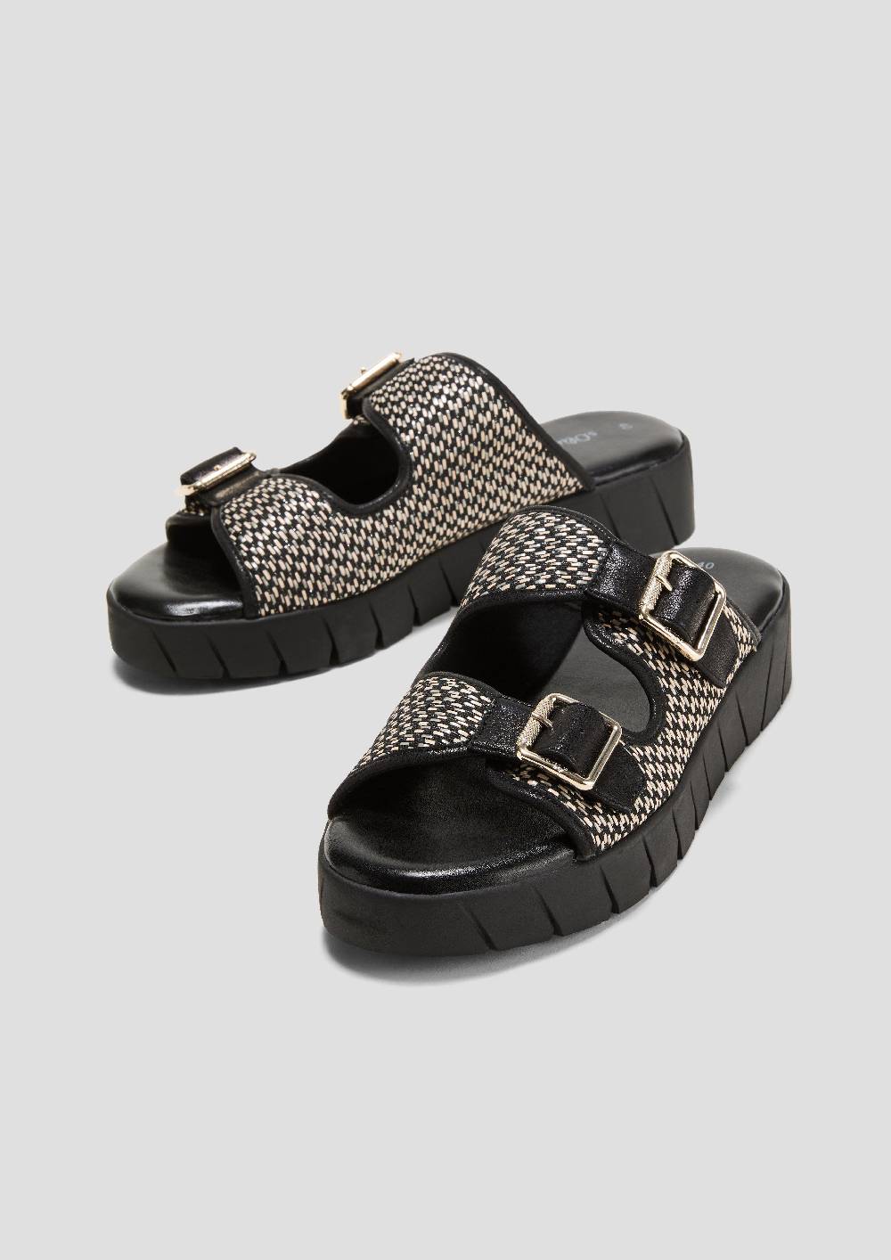 S.Oliver Pantoletten Mit Plateau-Sohle Und Dornschließen