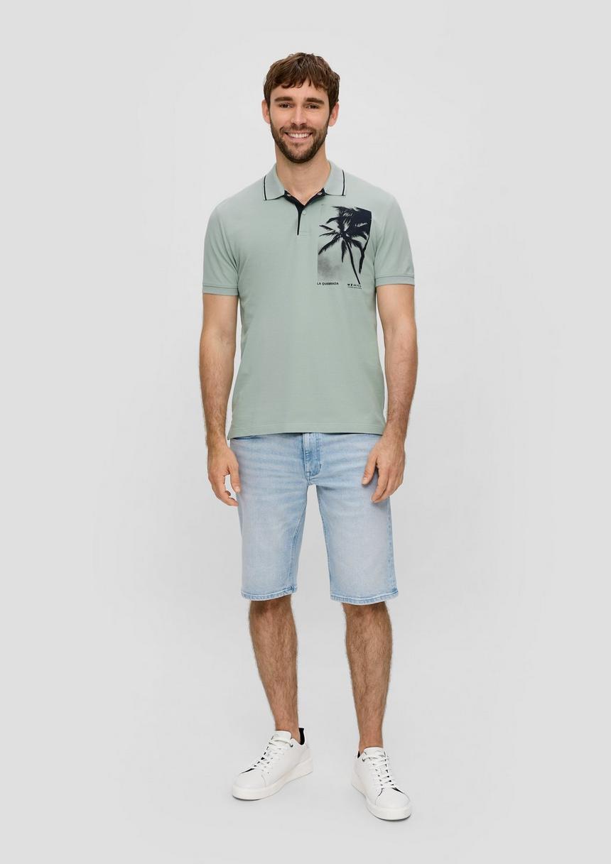 S.Oliver Poloshirt Aus Baumwolle Mit Frontprint Und Kontrast-Detail