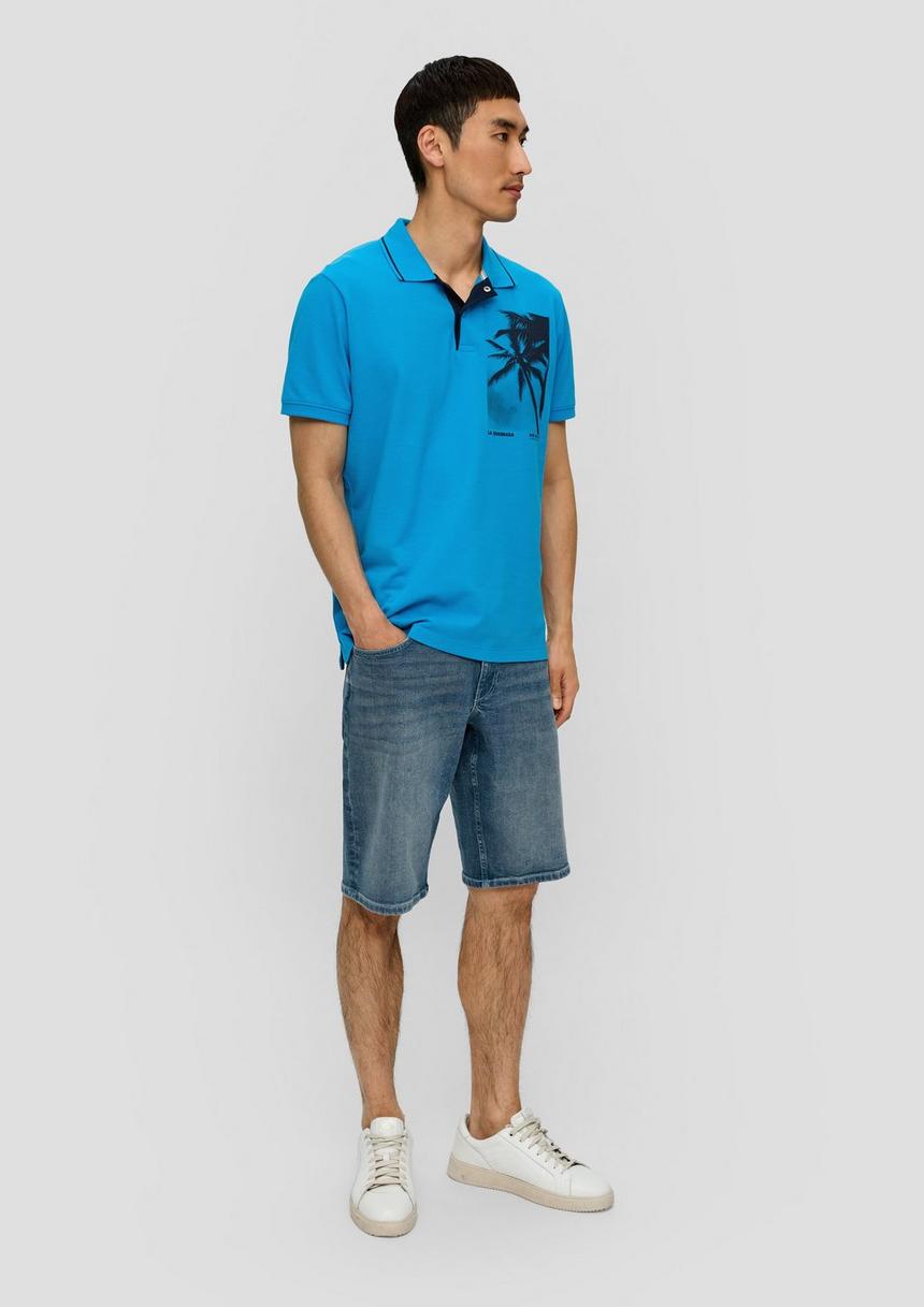 S.Oliver Poloshirt Aus Baumwolle Mit Frontprint Und Kontrast-Detail