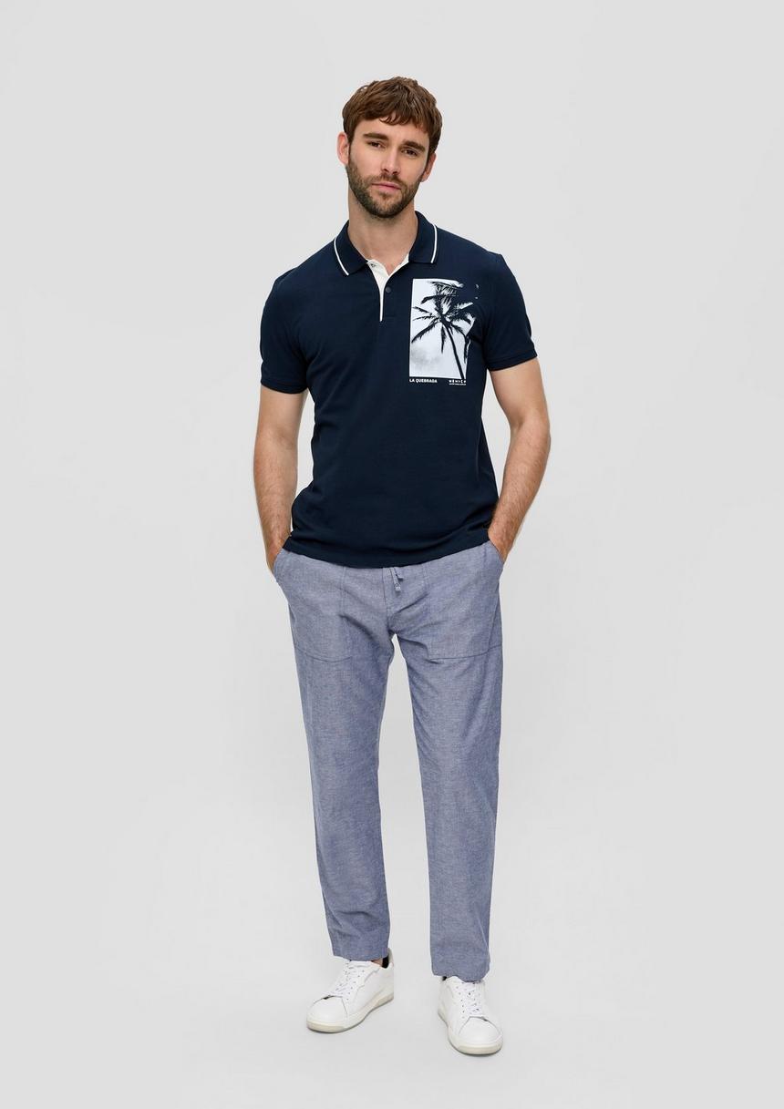 S.Oliver Poloshirt Aus Baumwolle Mit Frontprint Und Kontrast-Detail
