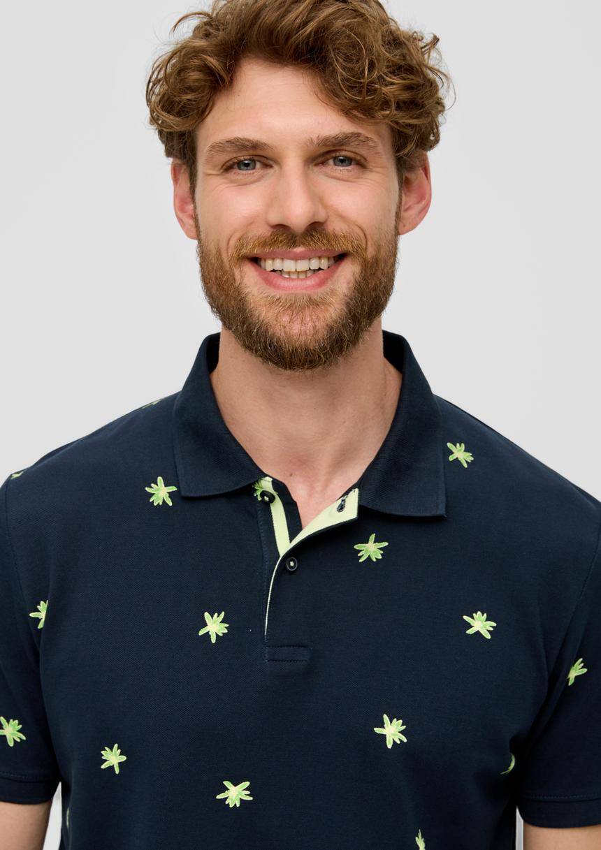 S.Oliver Poloshirt Mit All-over-Print Und Kontrast-Details