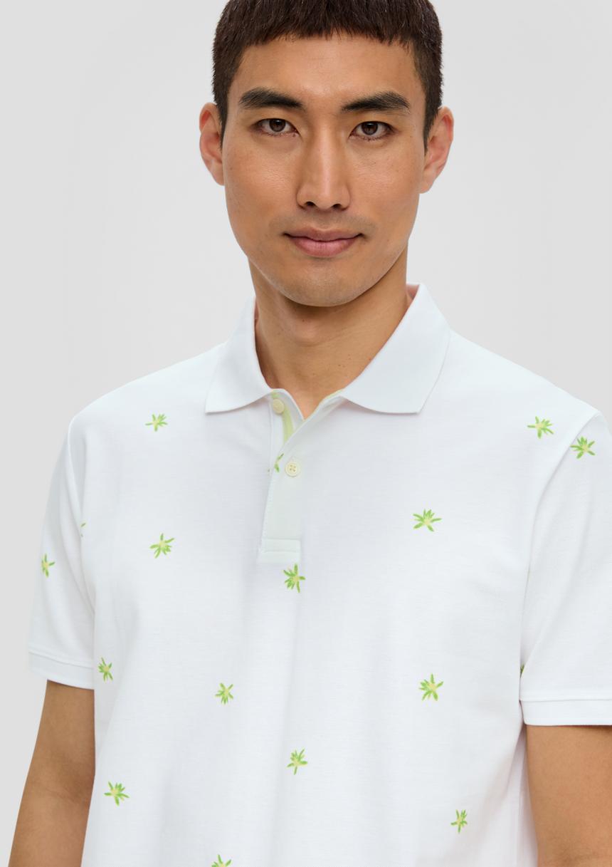 S.Oliver Poloshirt Mit All-over-Print Und Kontrast-Details