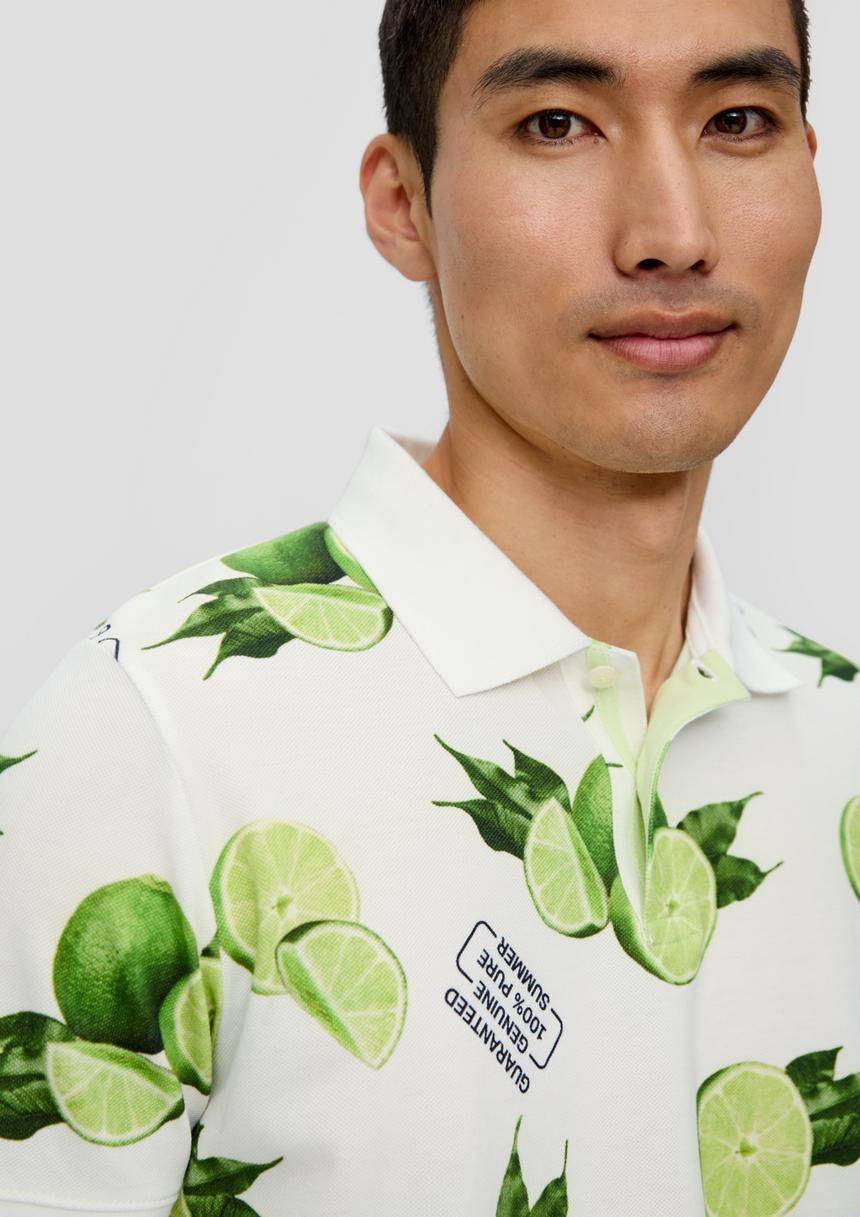 S.Oliver Poloshirt Mit All-over-Print Und Kontrast-Details