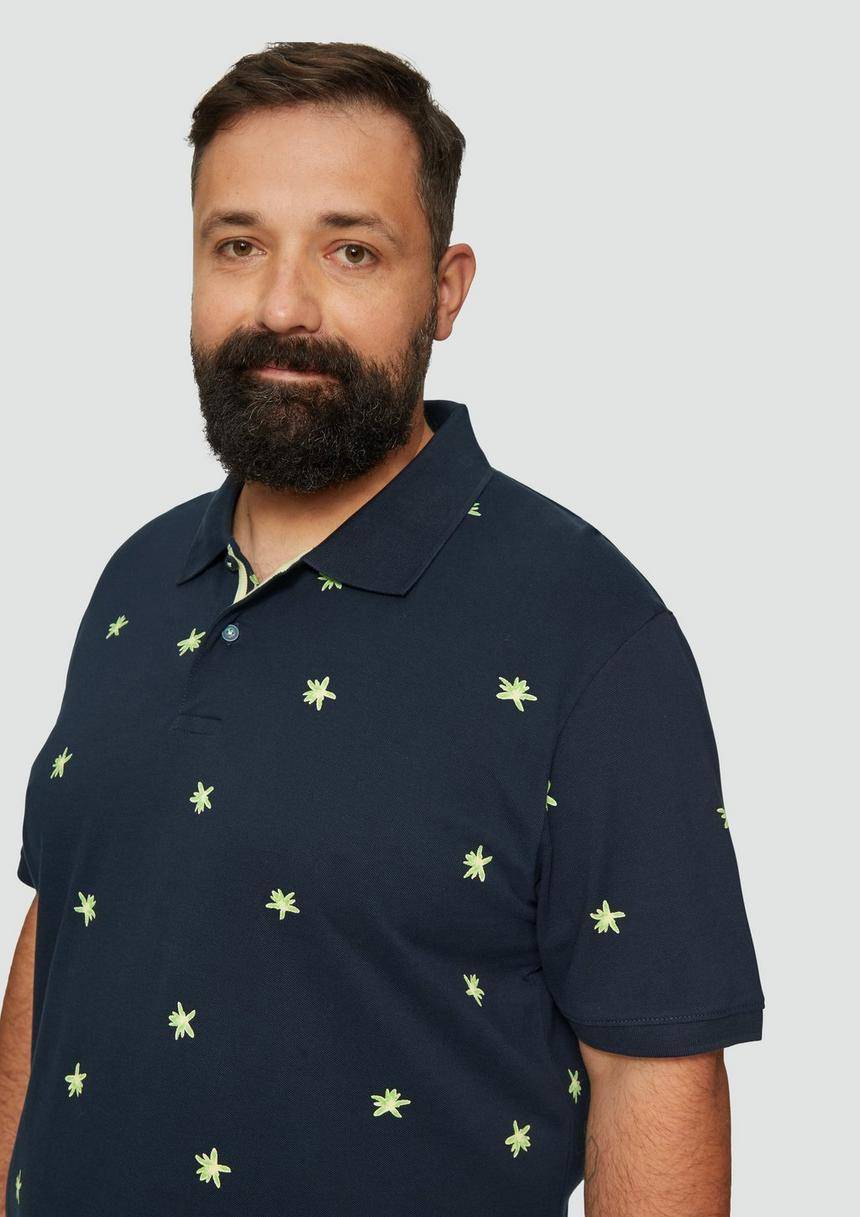 S.Oliver Poloshirt Mit All-over-Print Und Kontrast-Details