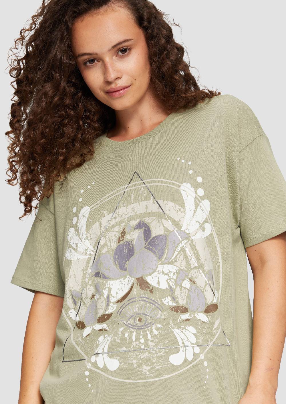 S.Oliver Print-T-Shirt Mit überschnittenen Schultern