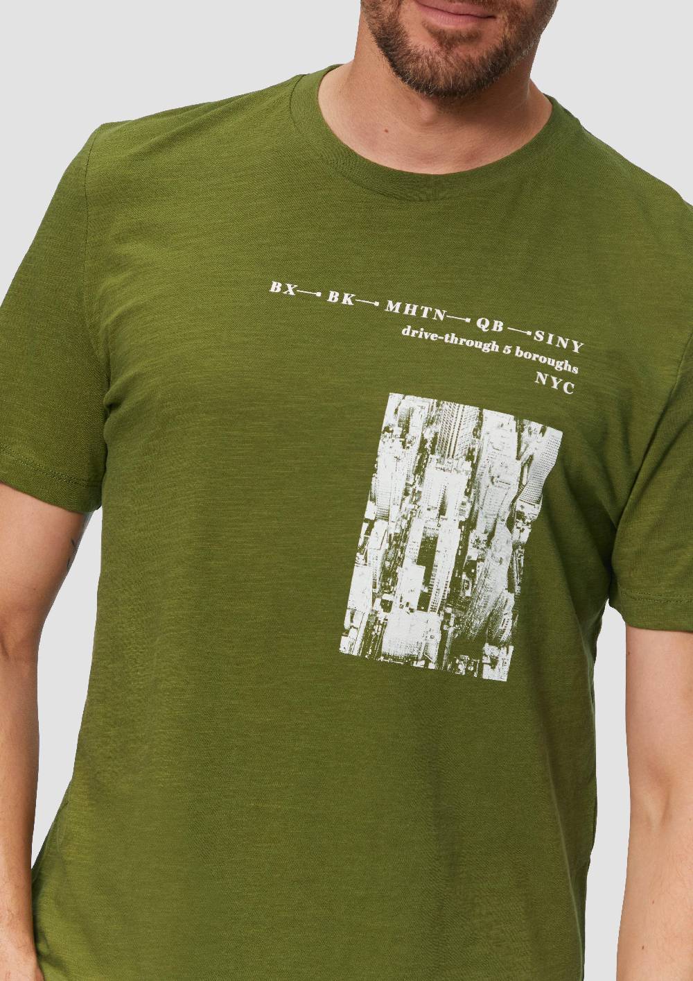 S.Oliver Printshirt Aus Baumwolle Mit Flammgarnstruktur