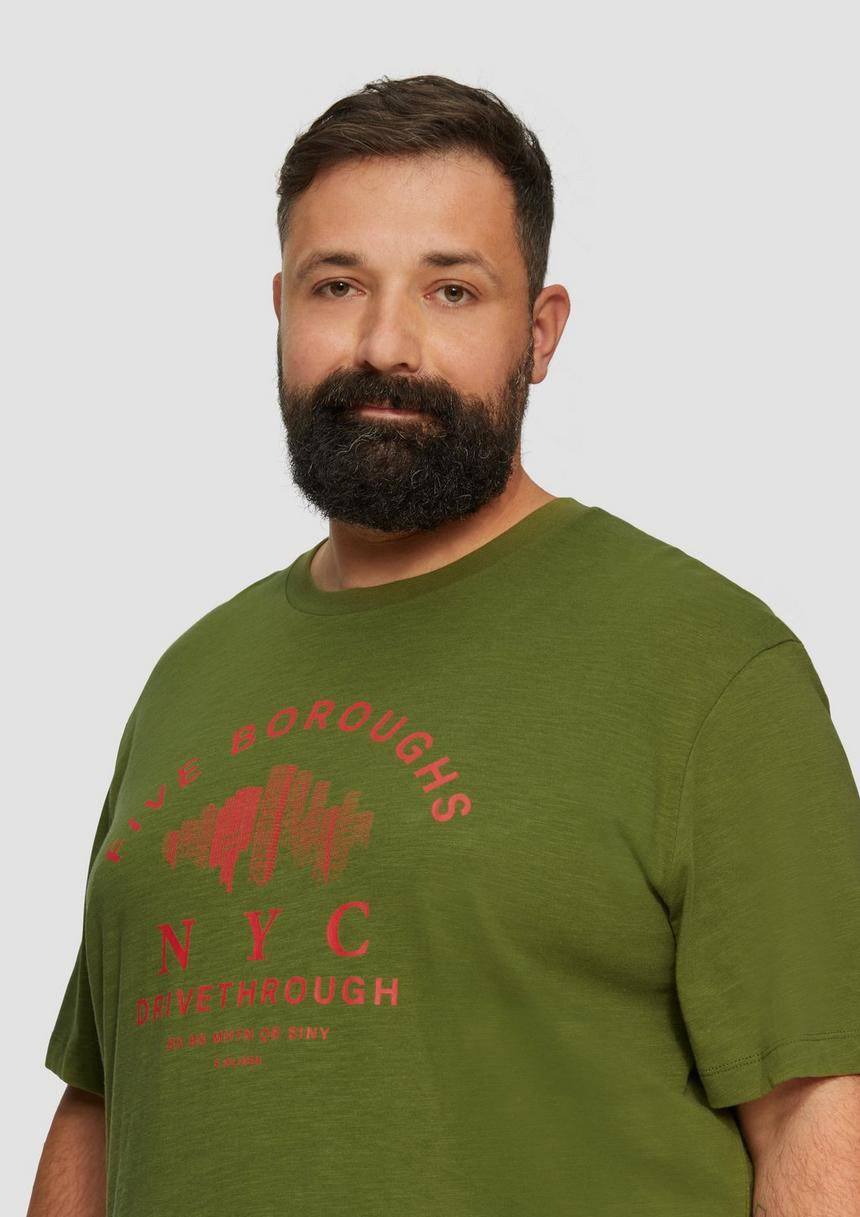 S.Oliver Printshirt Aus Baumwolle Mit Flammgarnstruktur